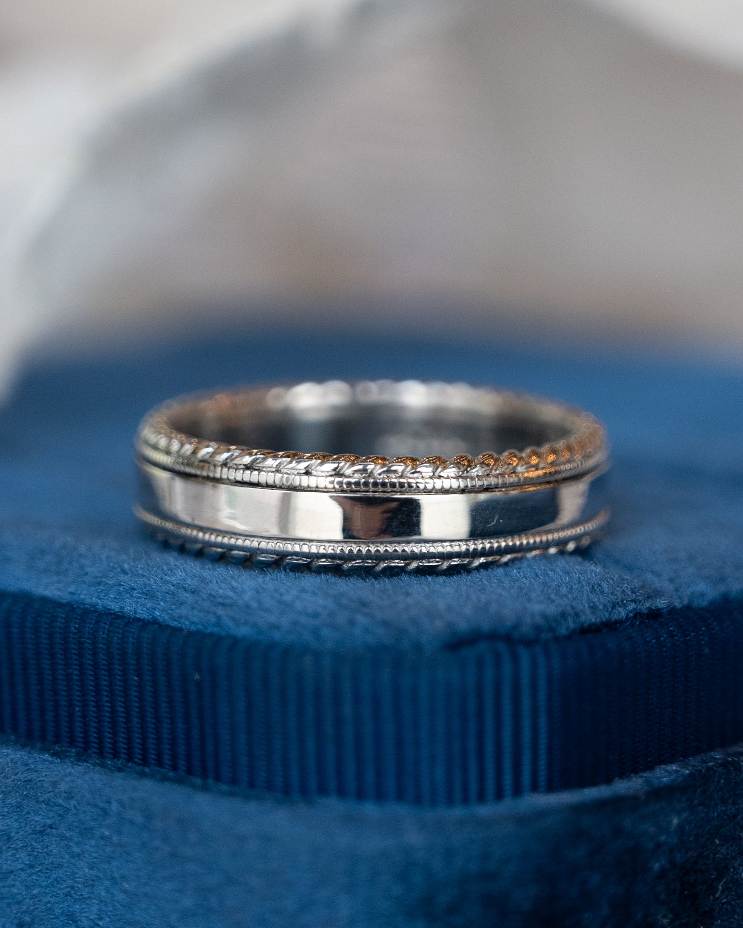 Men's Double Milgrain Wedding Band in Platinum