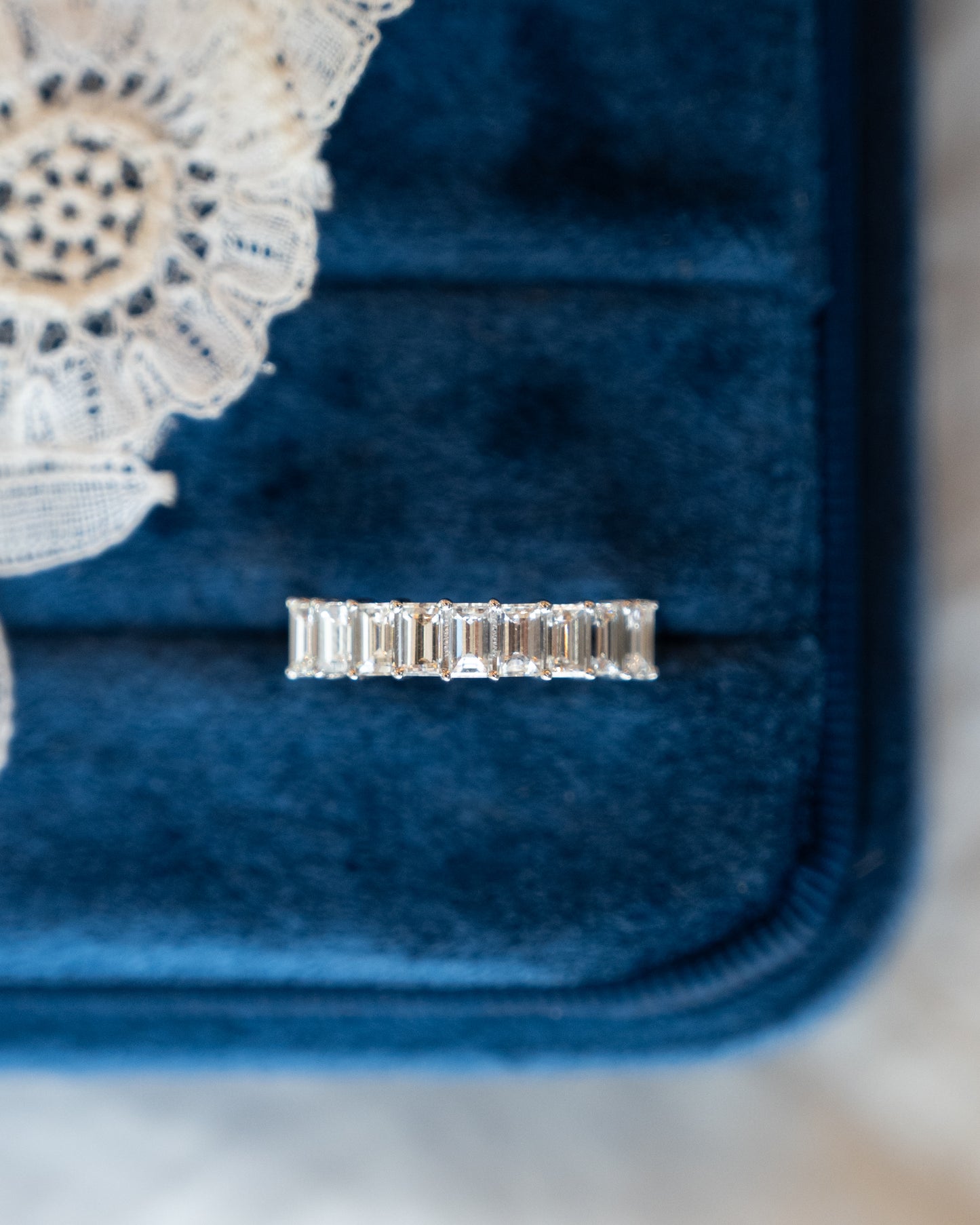 1.50 Emerald Cut Diamond Stacking Band 14k White Gold