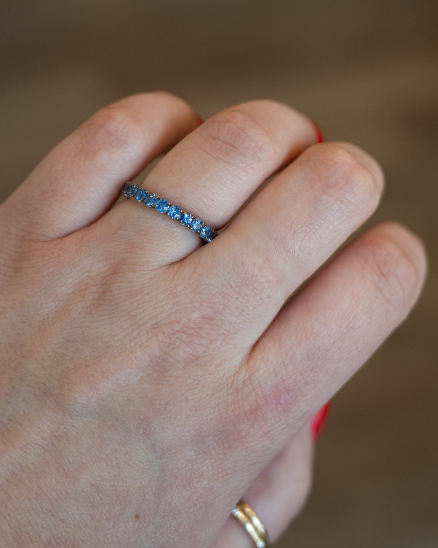 3.50 Blue Sapphire Eternity Band 14k White Gold