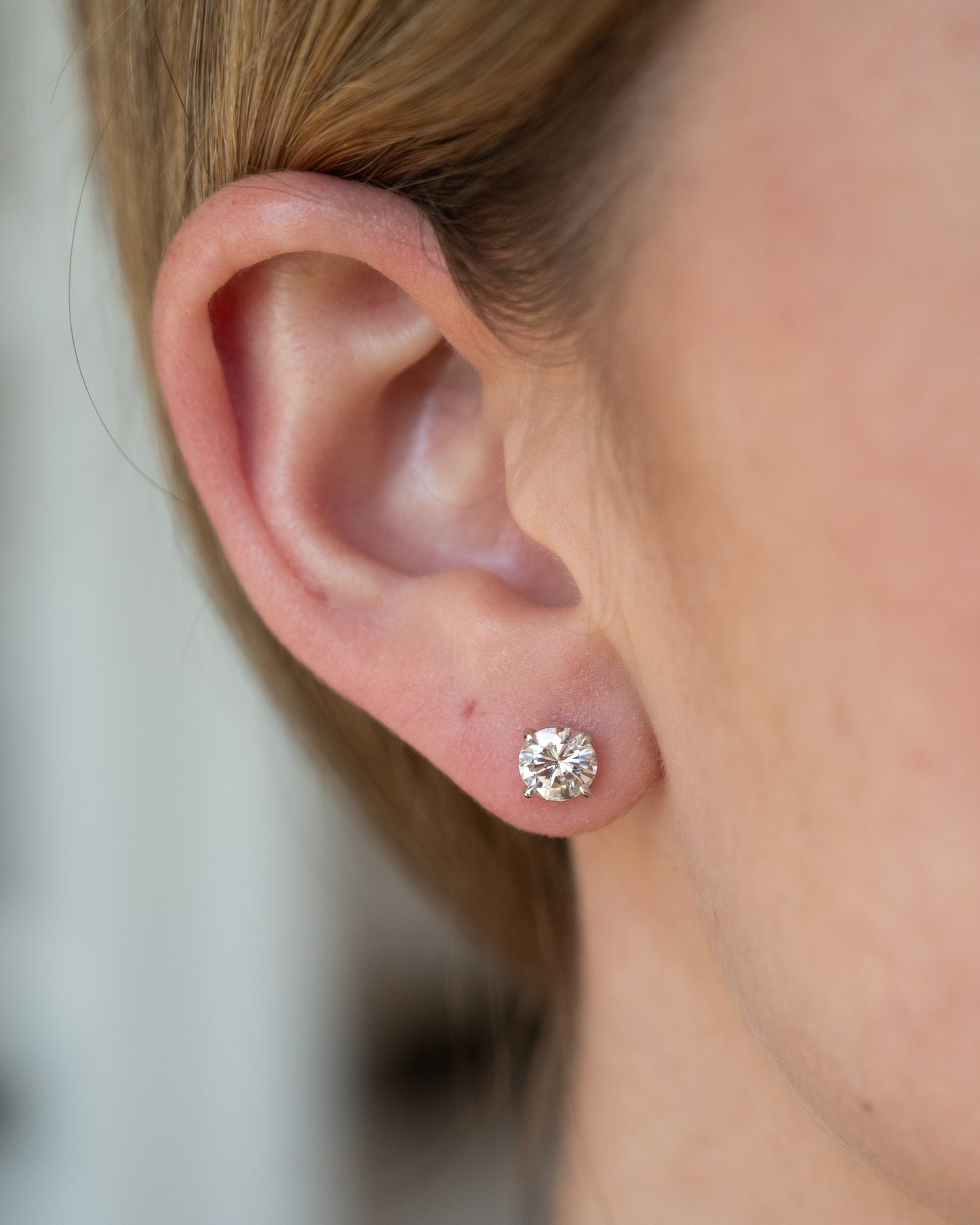6.23 Moonstone Stud Earrings 14k Yellow Gold