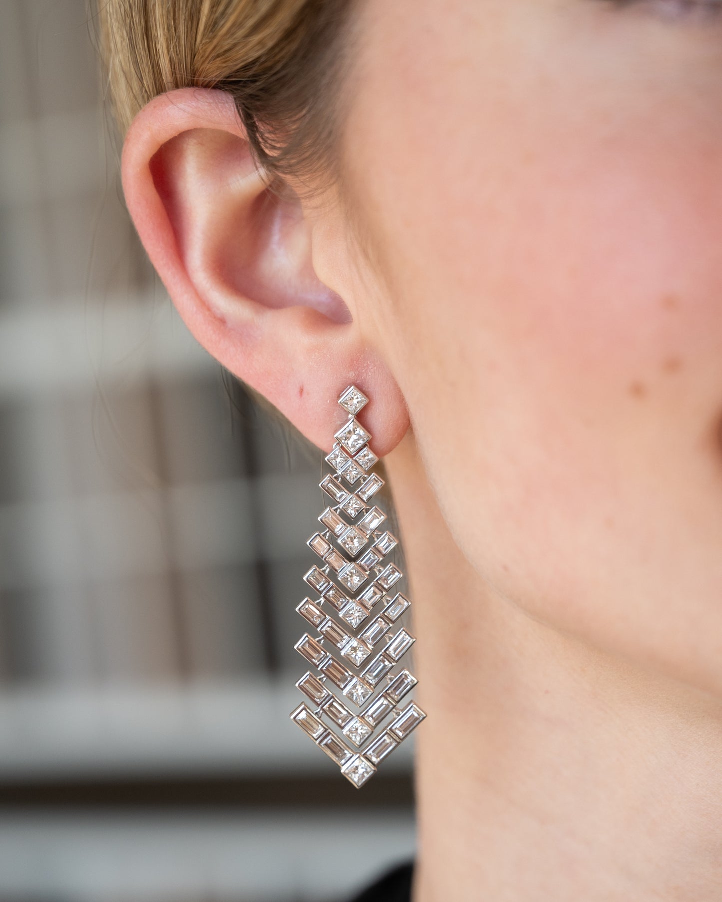 8.27 Lugano Chevron Diamond Drop Earrings 18k
