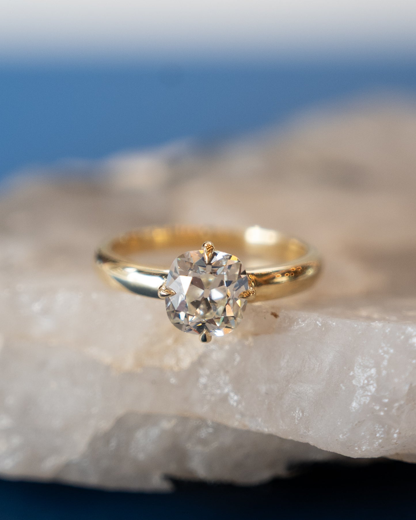 1.50 Old Mine Cut Diamond Engagement Ring 18k