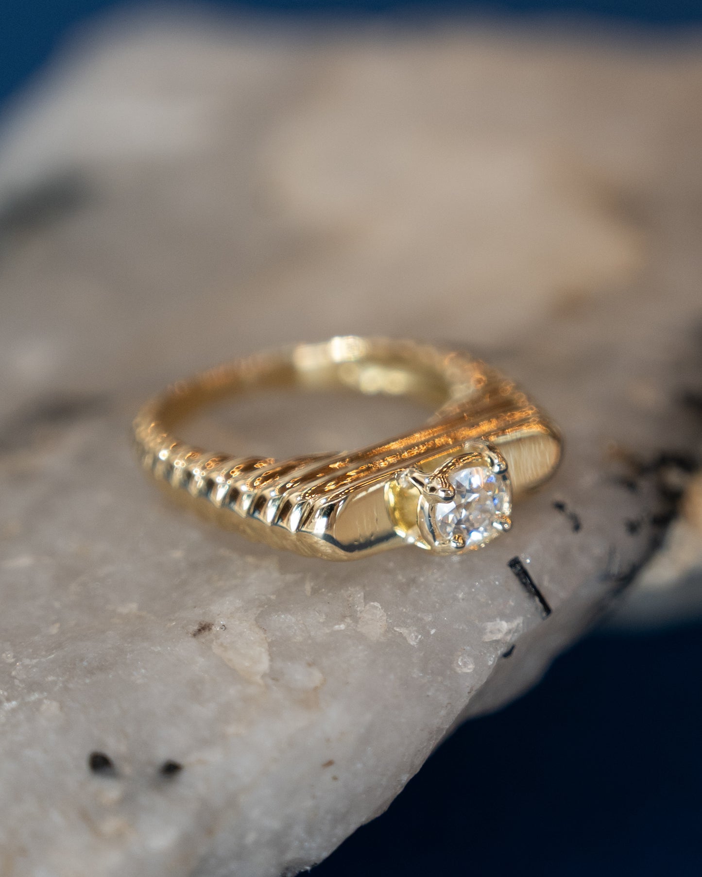 .37 Vintage Diamond Stacking Ring in 14k Yellow Gold