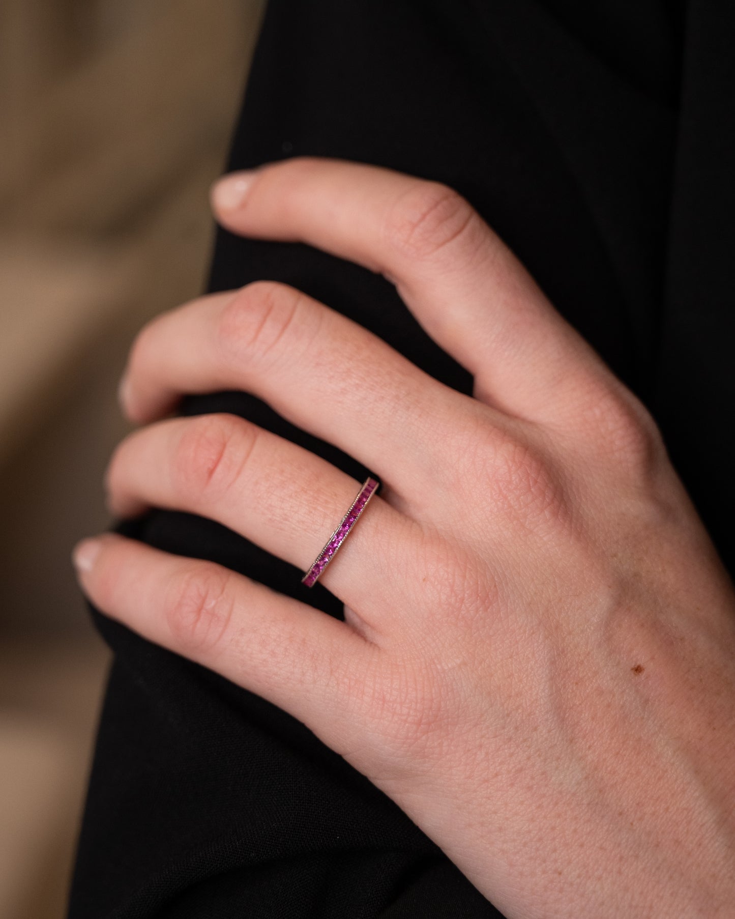 .65 Pink Sapphire Eternity Band 18k White Gold