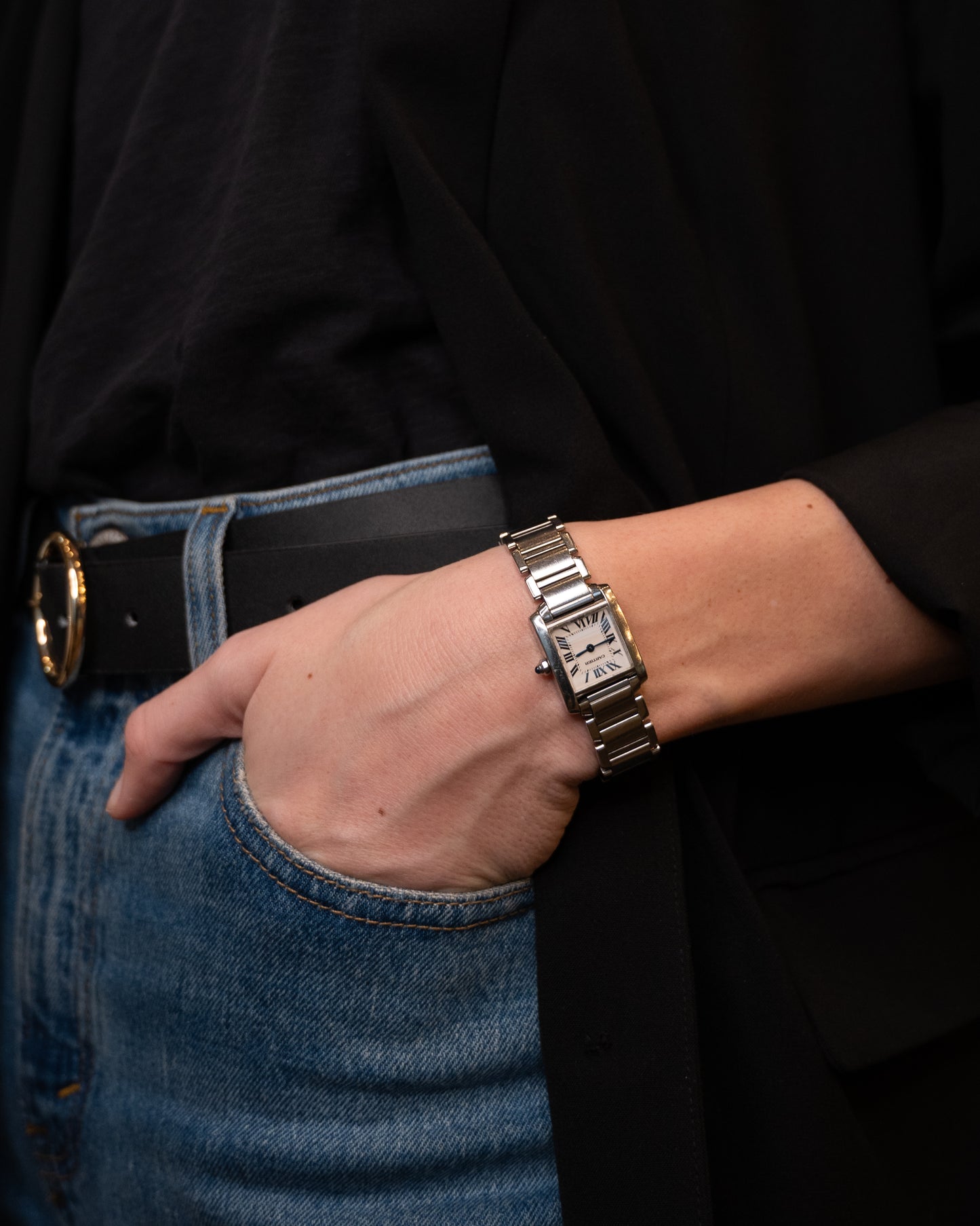 Cartier Tank Francaise Ladies Watch 2384 Stainless Steel