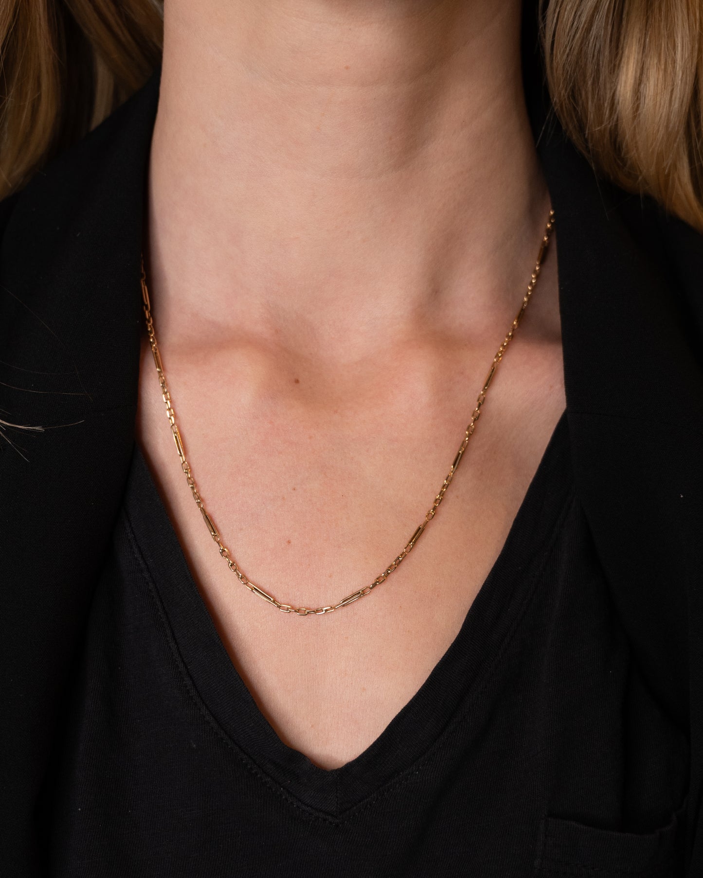 21 Inch Vintage Art Deco Chain Necklace 14k