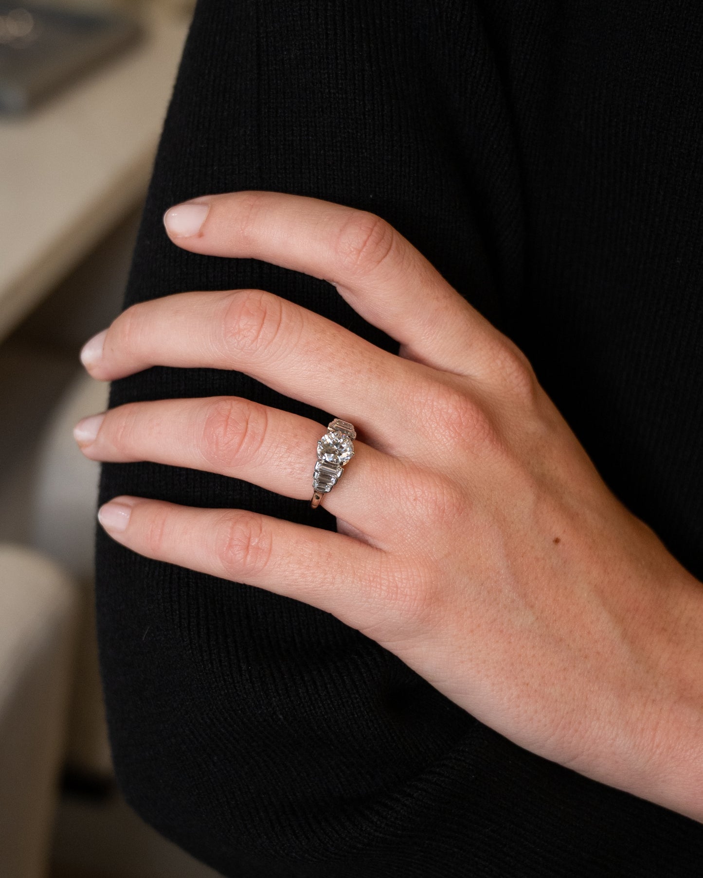 1.52 GIA Old European Diamond Engagement Ring 14k