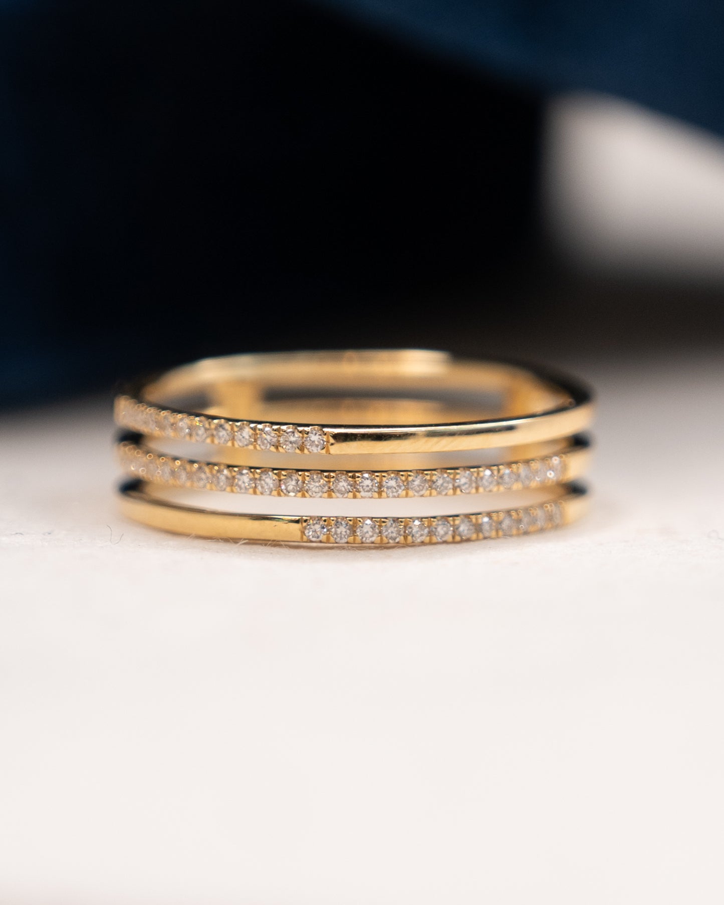 .28 Asymmetrical Diamond Stacking Ring 18k
