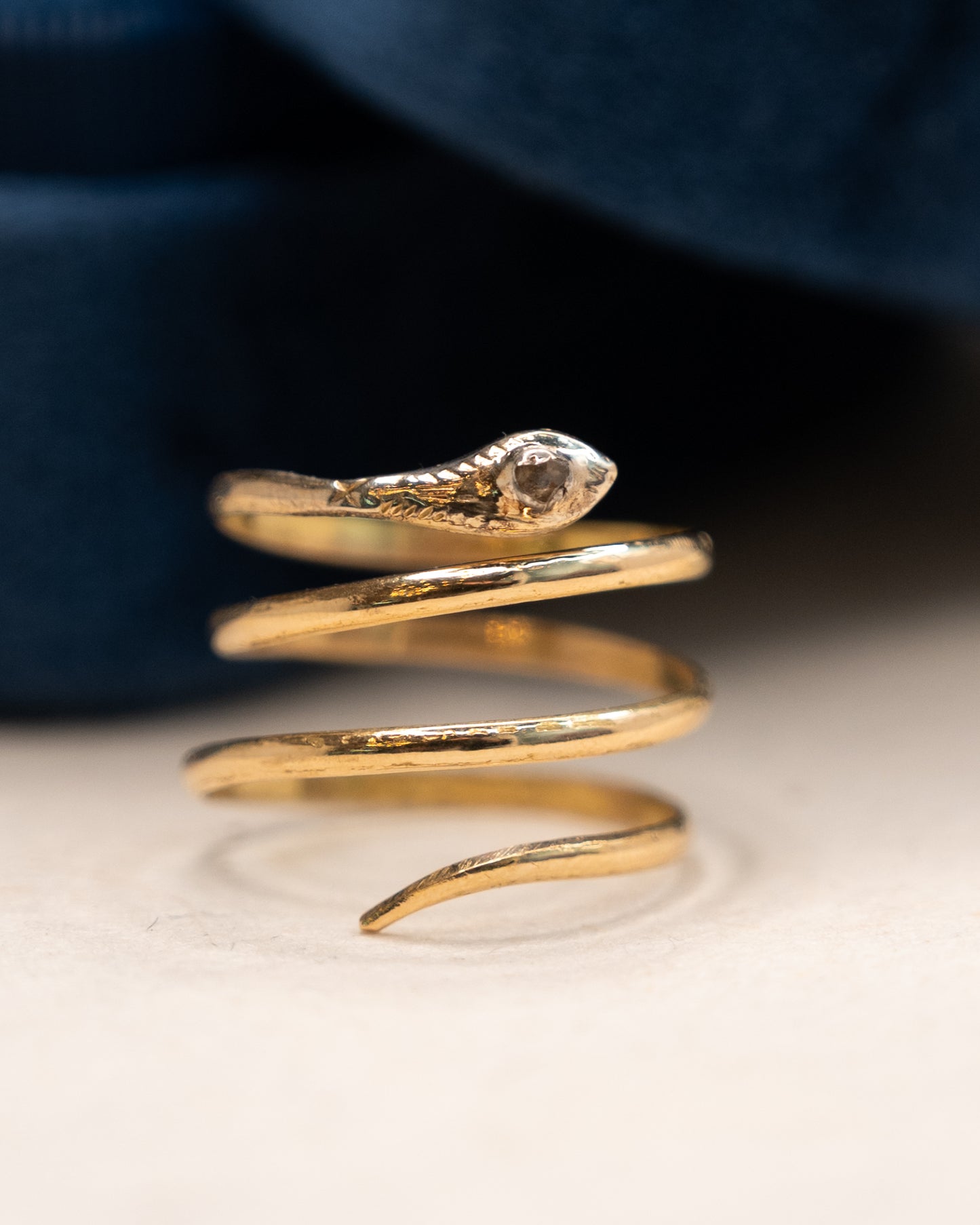 .06 Antique Victorian Diamond Snake Cocktail Ring 18k