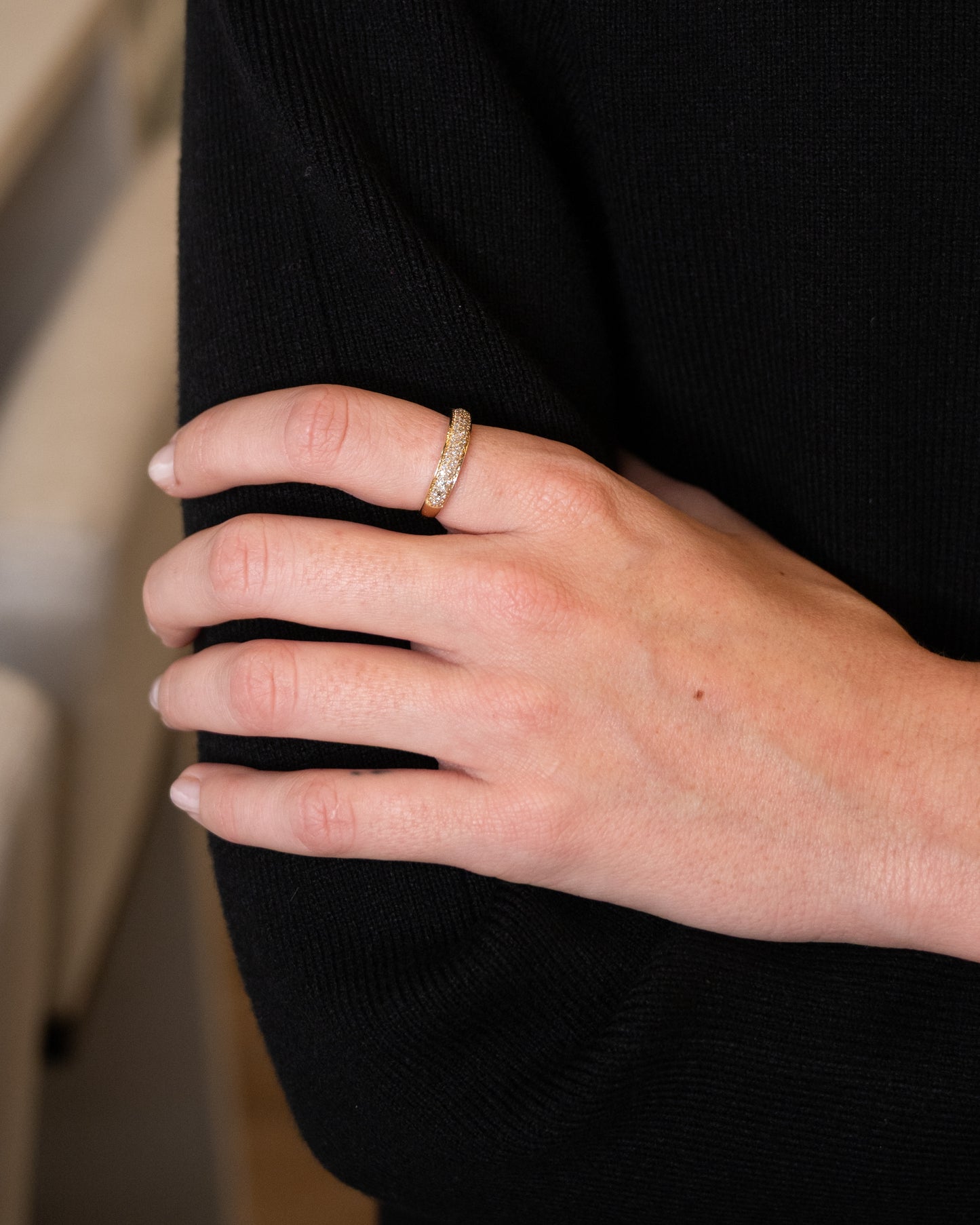 .20 Pave Diamond Stacking Ring in 14k Yellow Gold