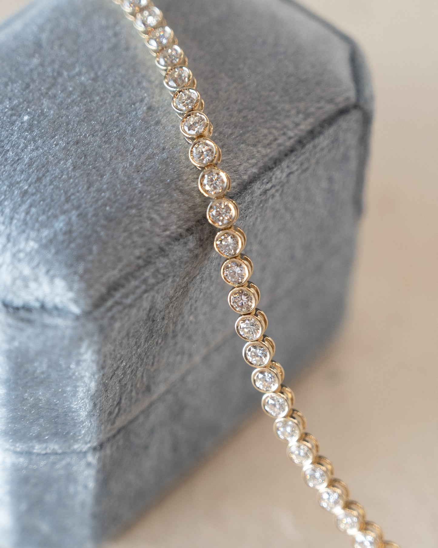 4.08 Bezel Diamond Tennis Necklace 14k Yellow Gold