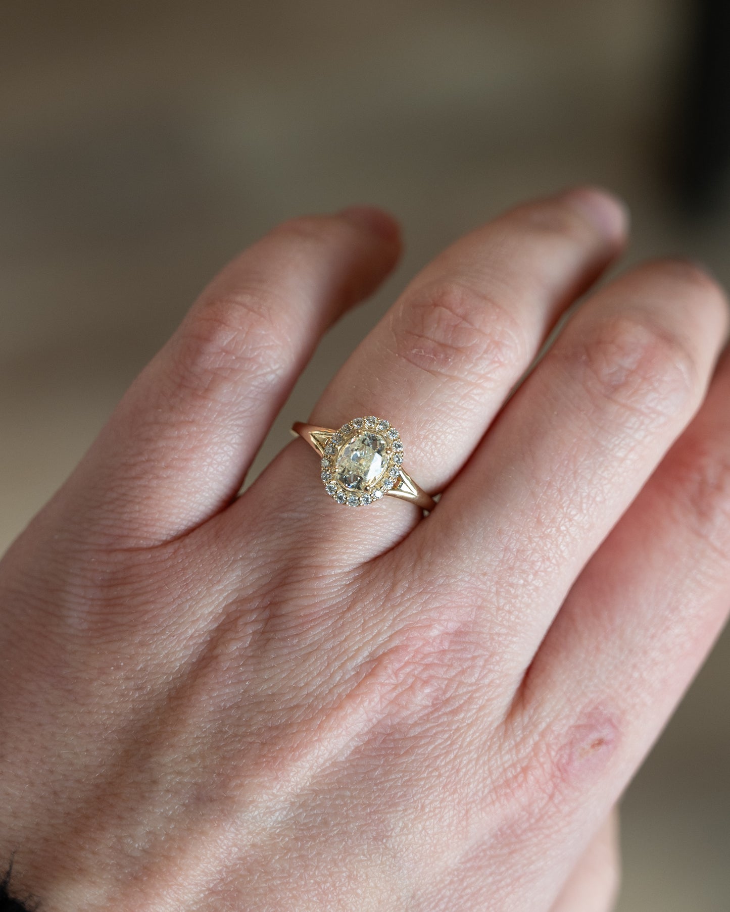 1.01 Antique Cushion Diamond Engagement Ring 14k