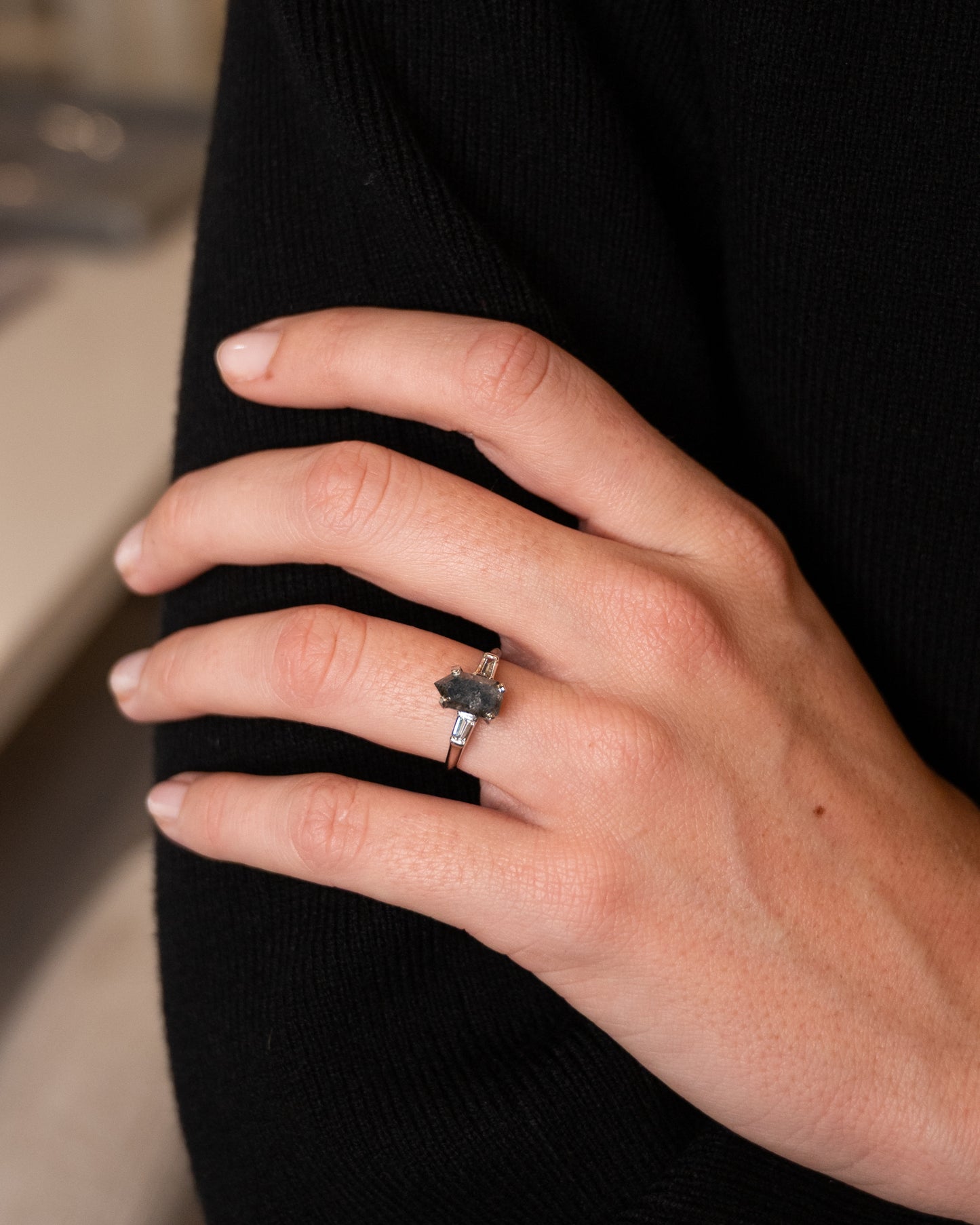 2.08 Vintage Shield Cut Diamond Engagement Ring Platinum