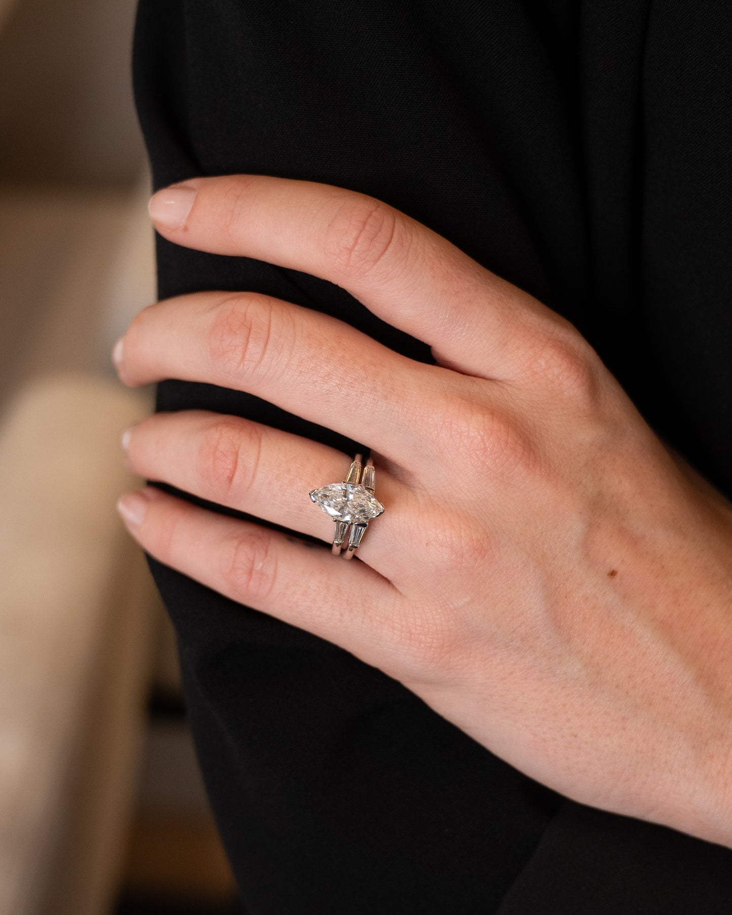 2.33 Vintage Marquise Diamond Engagement Ring Platinum