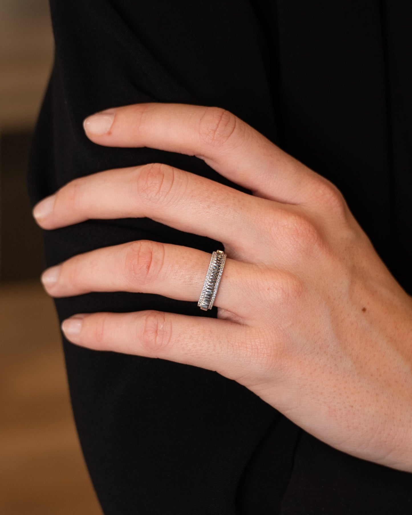 .24 Pave Diamond Coin Edge Wedding Band 14k