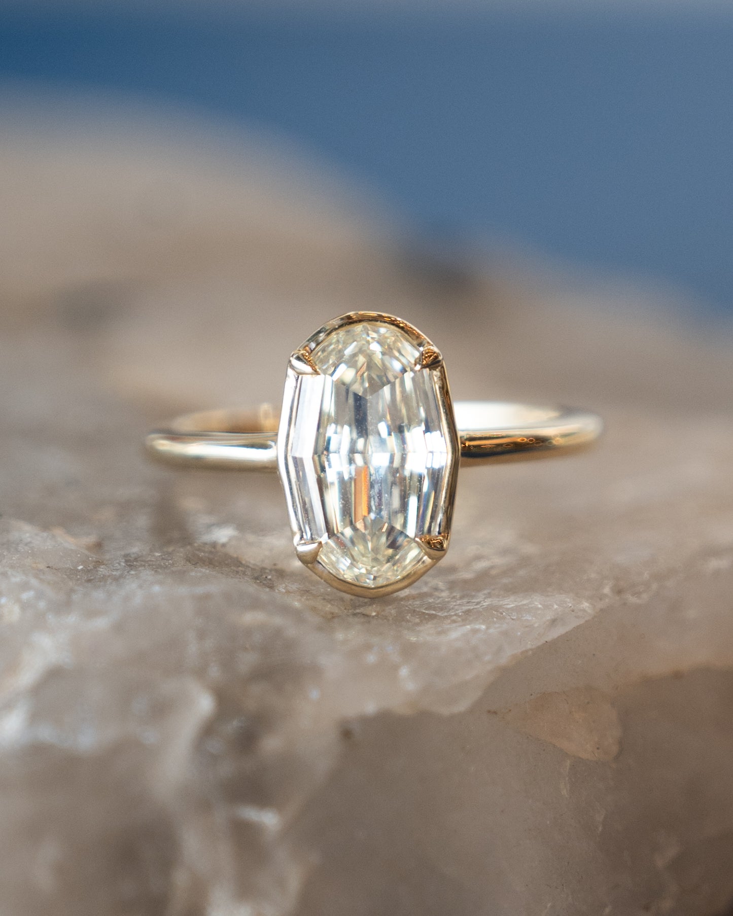 1.80 GIA Oval Step Cut Diamond Engagement Ring 14k