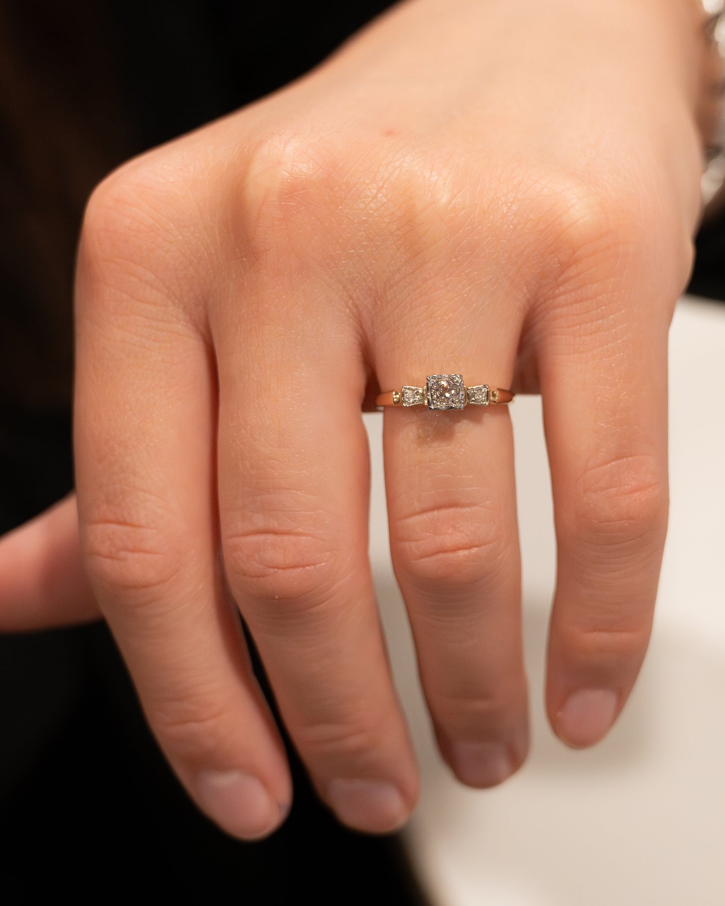 .26 Vintage Retro Diamond Engagement Ring 14k