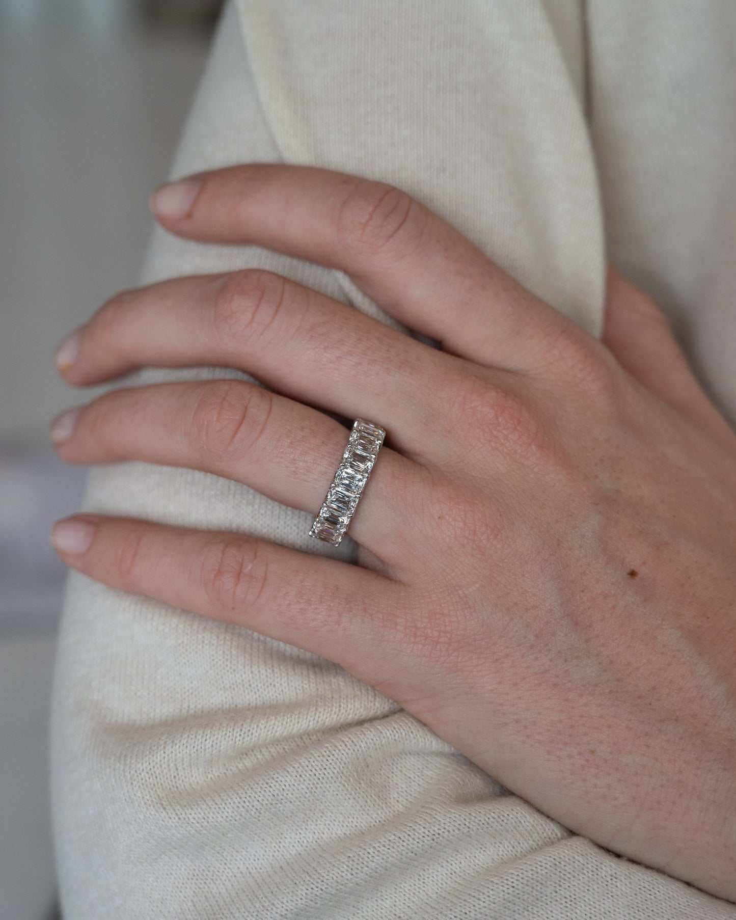 7.59 Ashoka Diamond Eternity Ring 18k White Gold