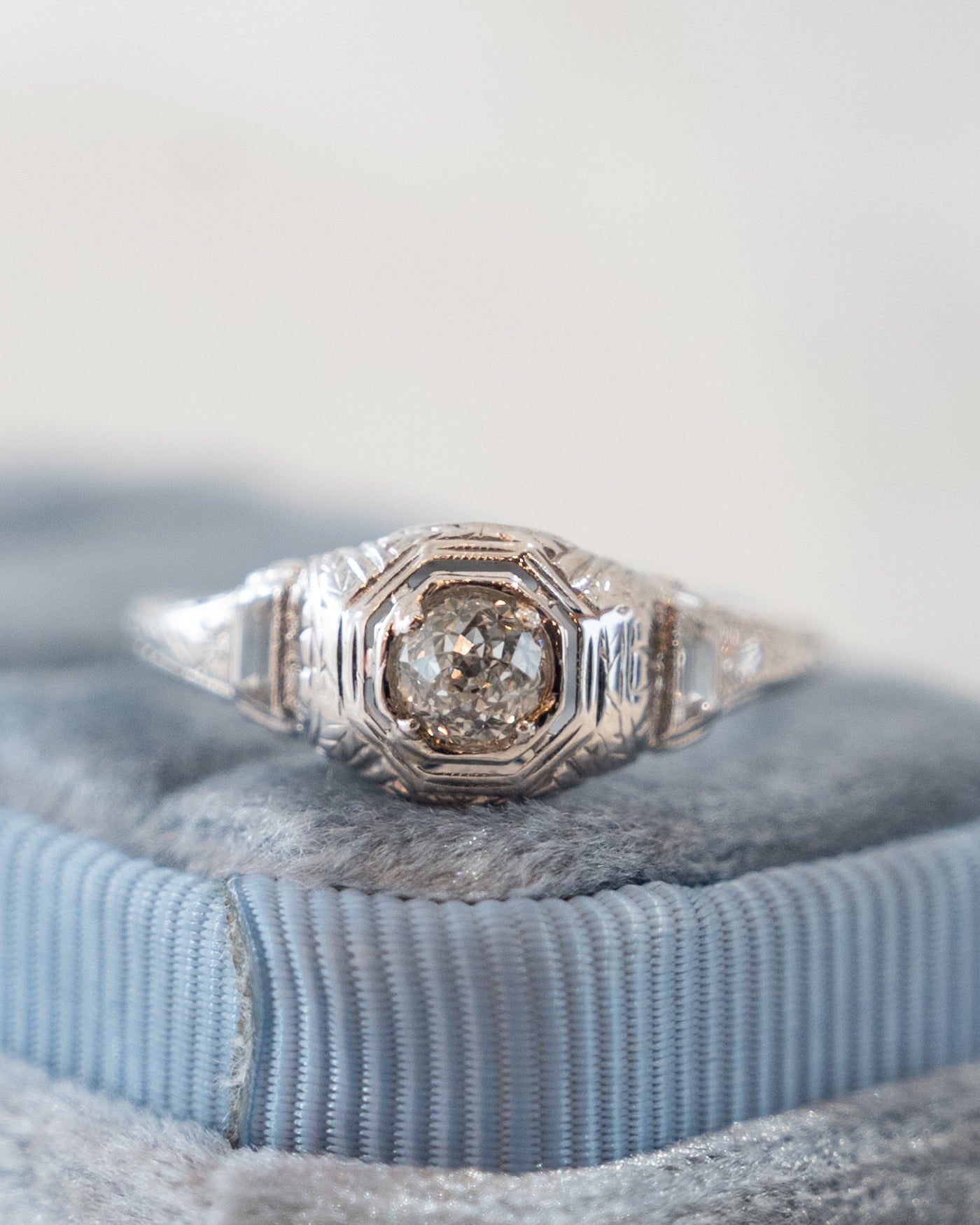 .49 Vintage Novelty Cut Diamond Engagement Ring 18k