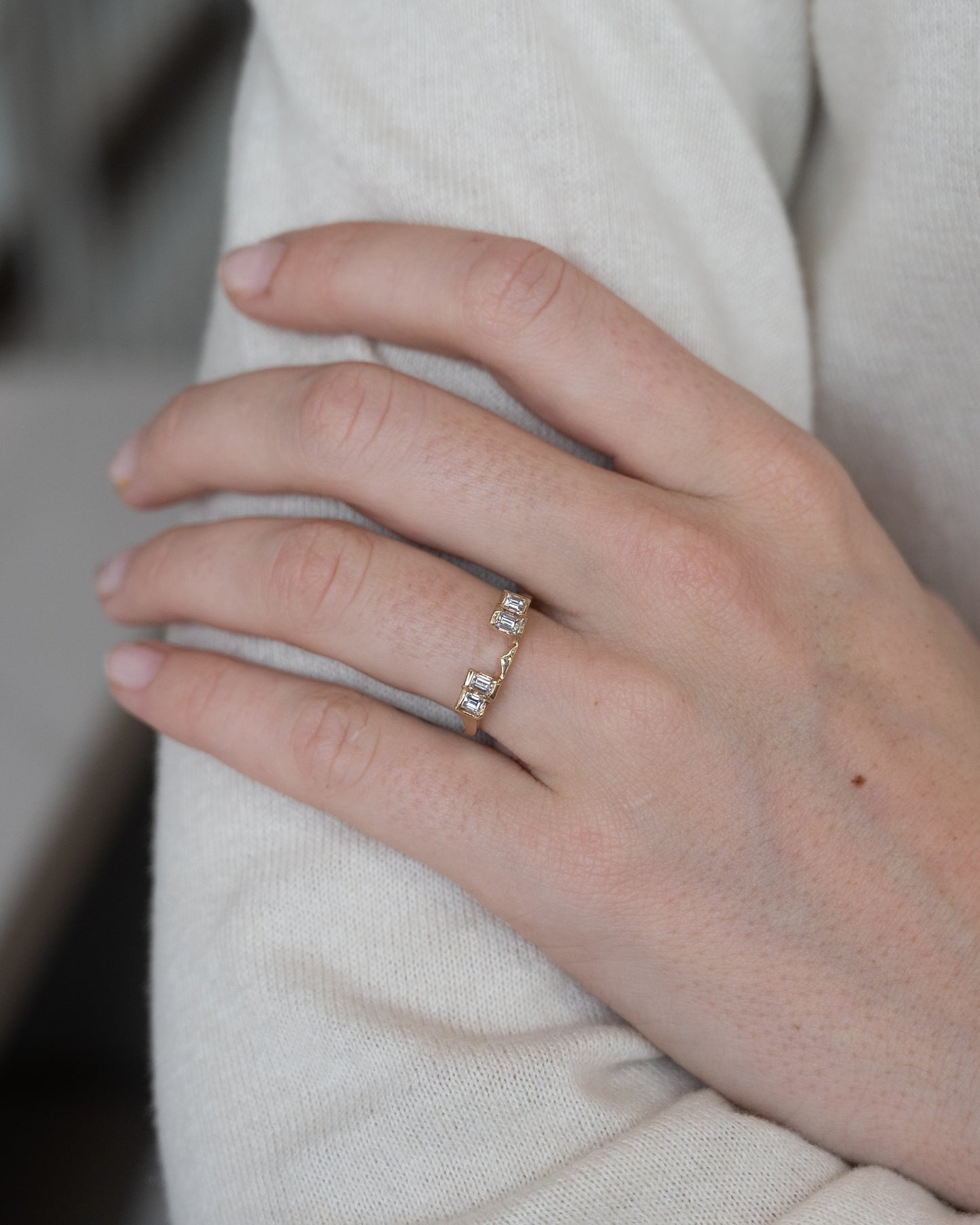 .40 Baguette Diamond Guard Ring 14k Yellow Gold