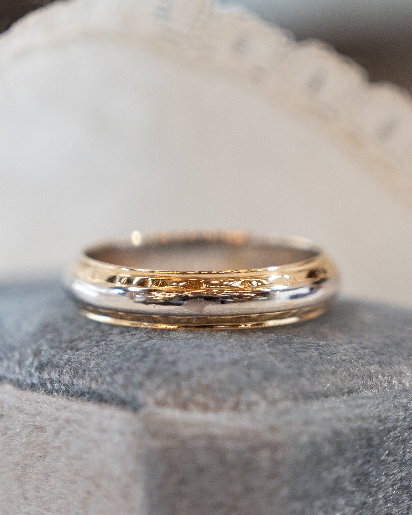 Vintage Mens 5mm Two-Tone Wedding Band 14k