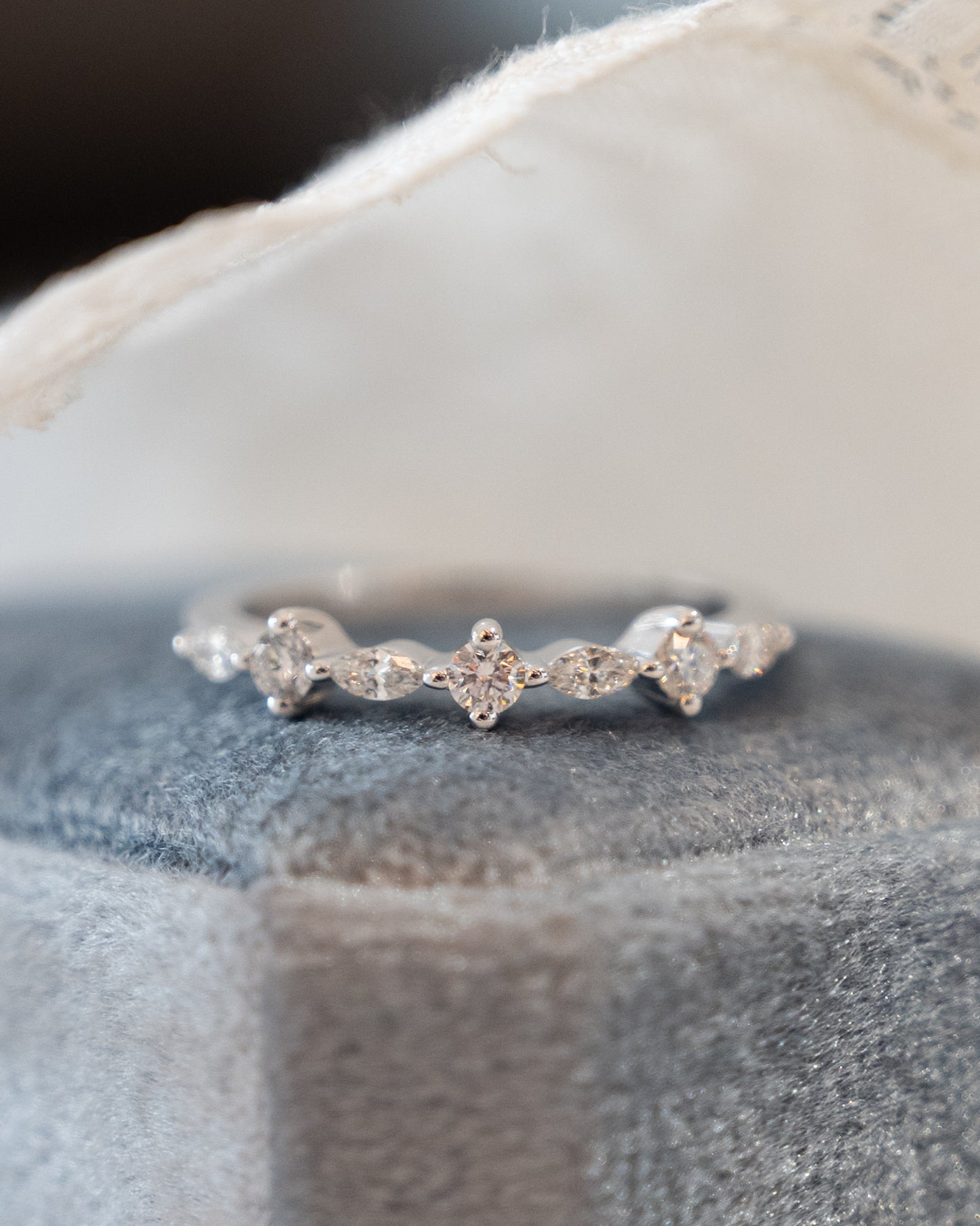 .19 Round & Marquise Diamond Wedding Band 18k