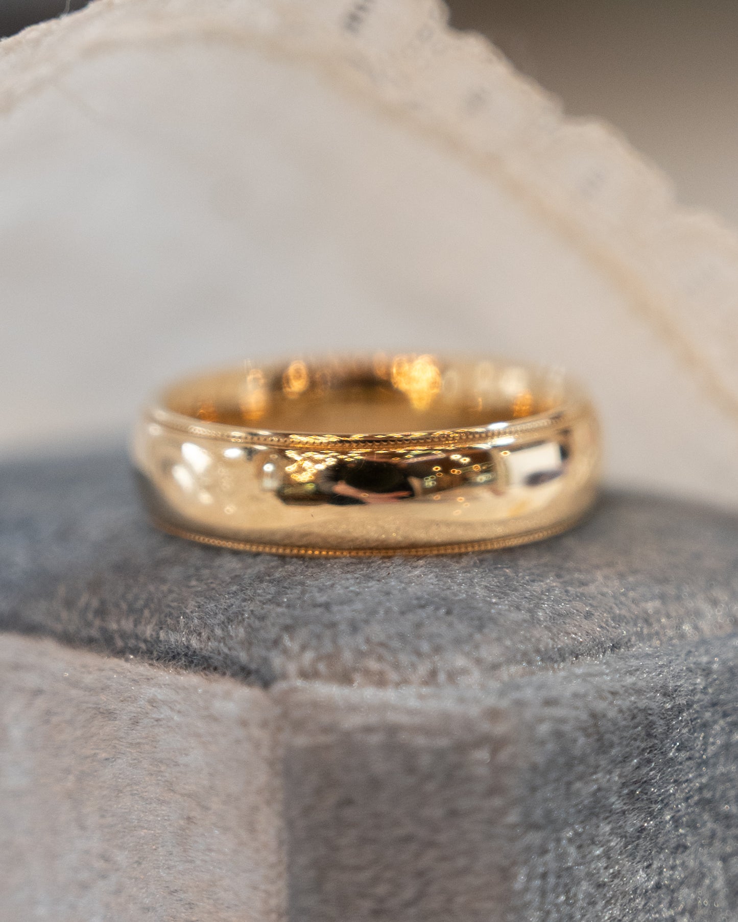 Mens 6mm Milgrain Step Edge Wedding Band 14k