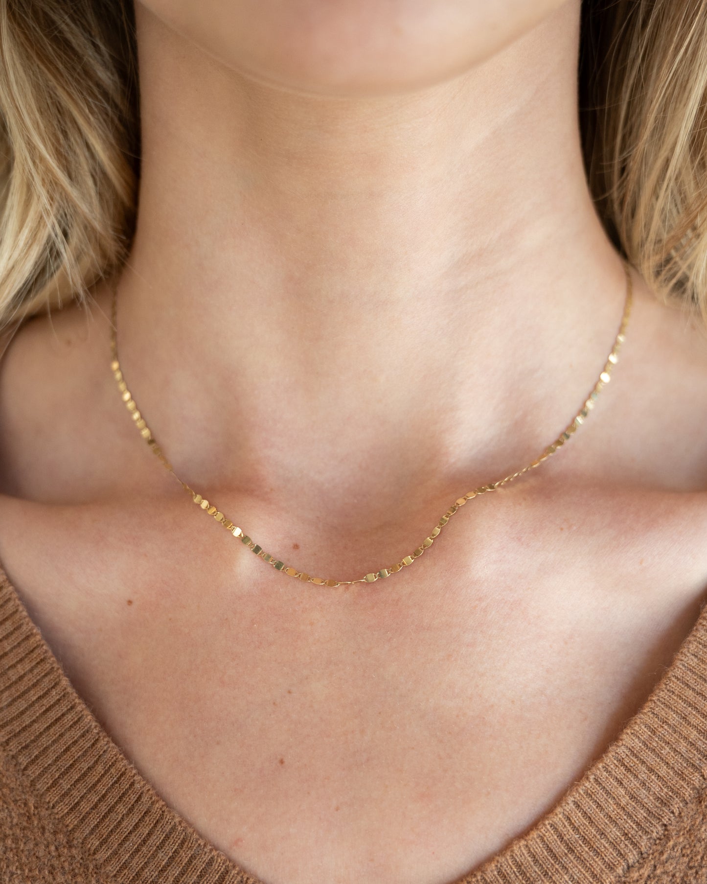 2mm Mirror Link Necklace in 14k Yellow Gold