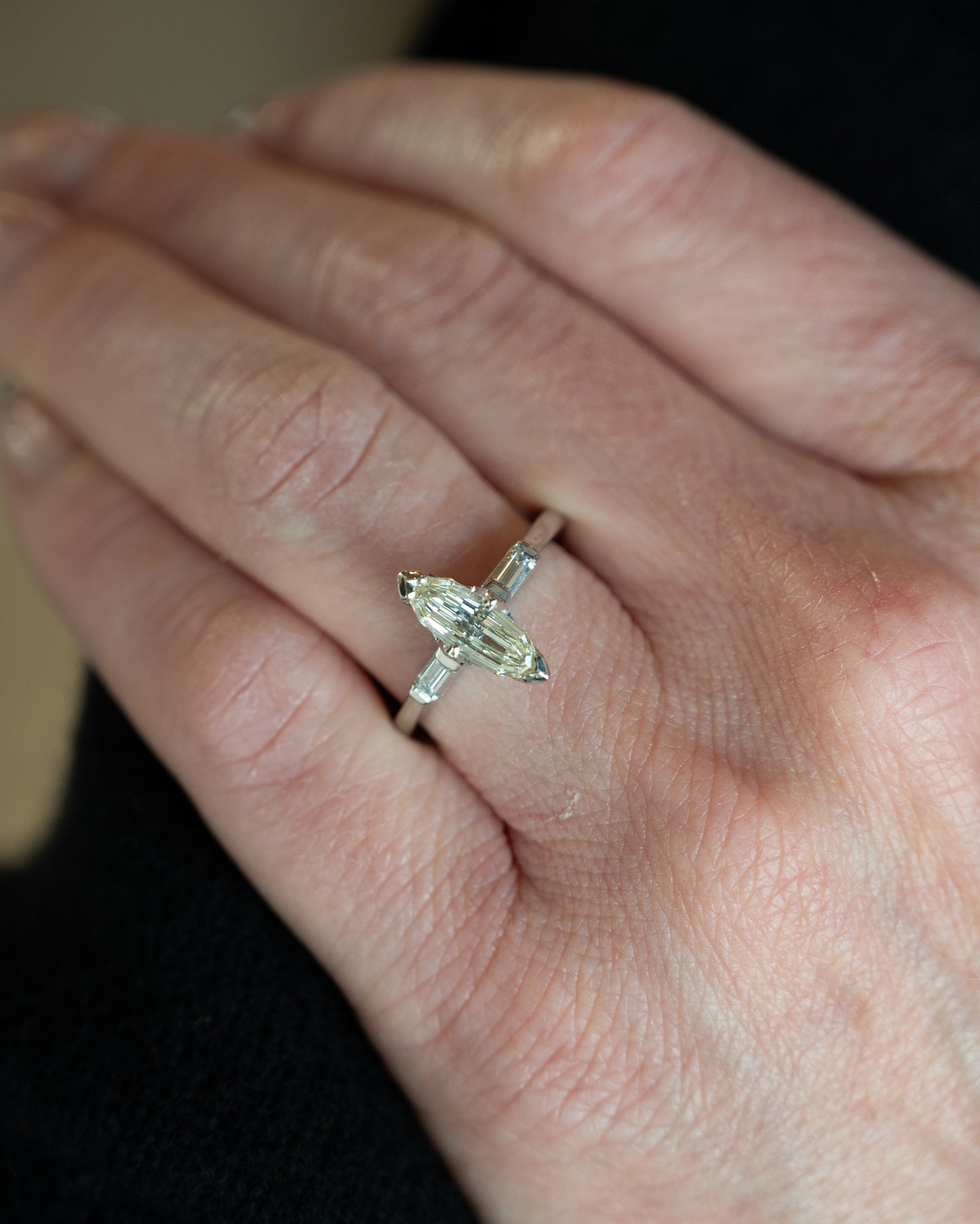 1 Carat Vintage Marquise Diamond Engagement Ring Platinum