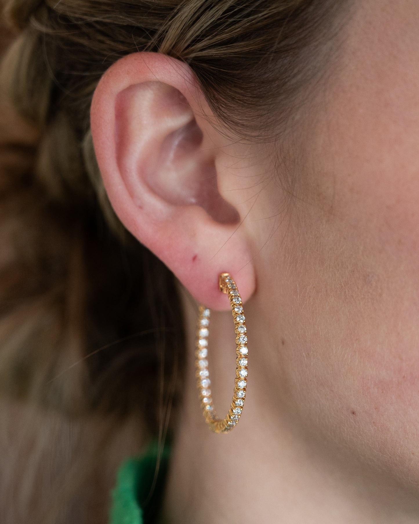 2 Carat Inside Out Diamond Hoop Earrings 14K