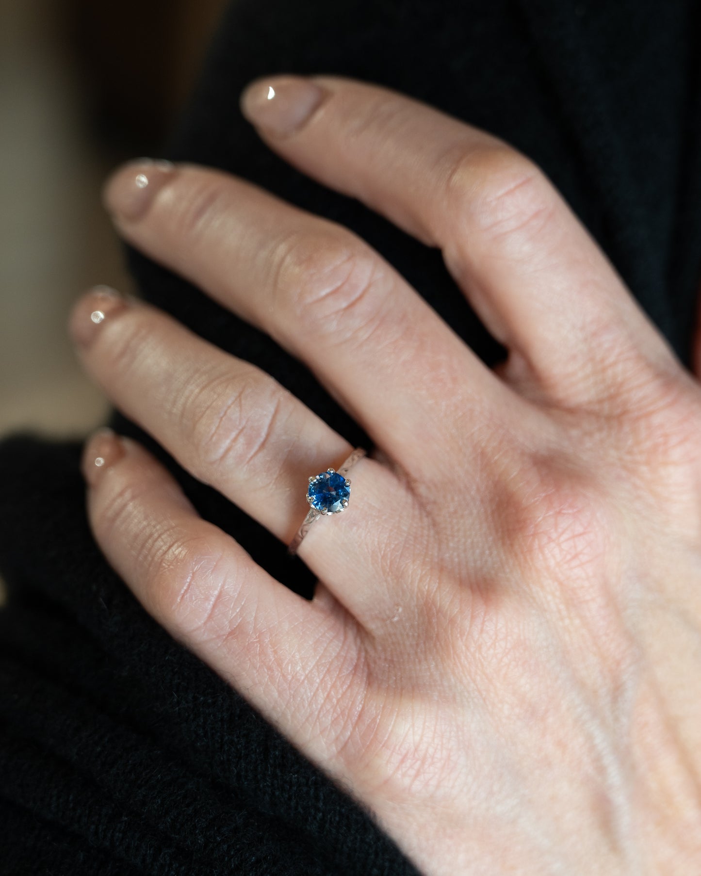 1.00 Antique Deco Sapphire Engagement Ring 14k