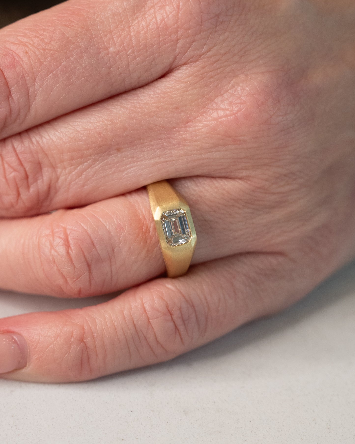 1 Carat Emerald Cut Diamond Engagement Ring 18k