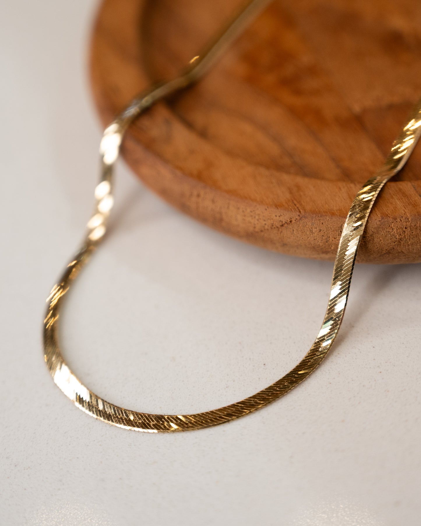 18" Herringbone Flat Weave Necklace in 14k Yellow Gold