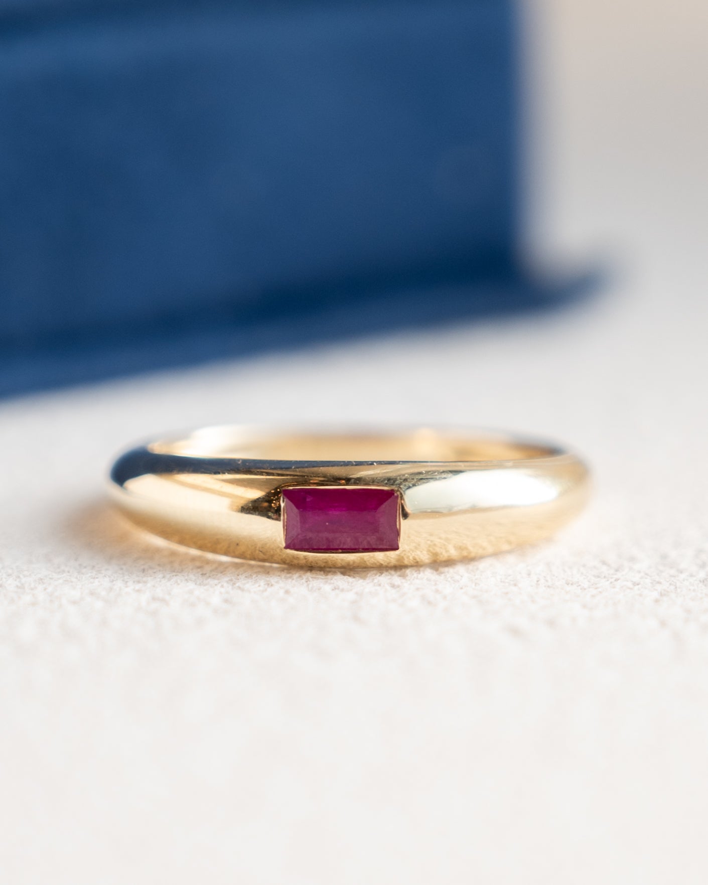 .30 Baguette Ruby Stacking Ring 14k Yellow Gold