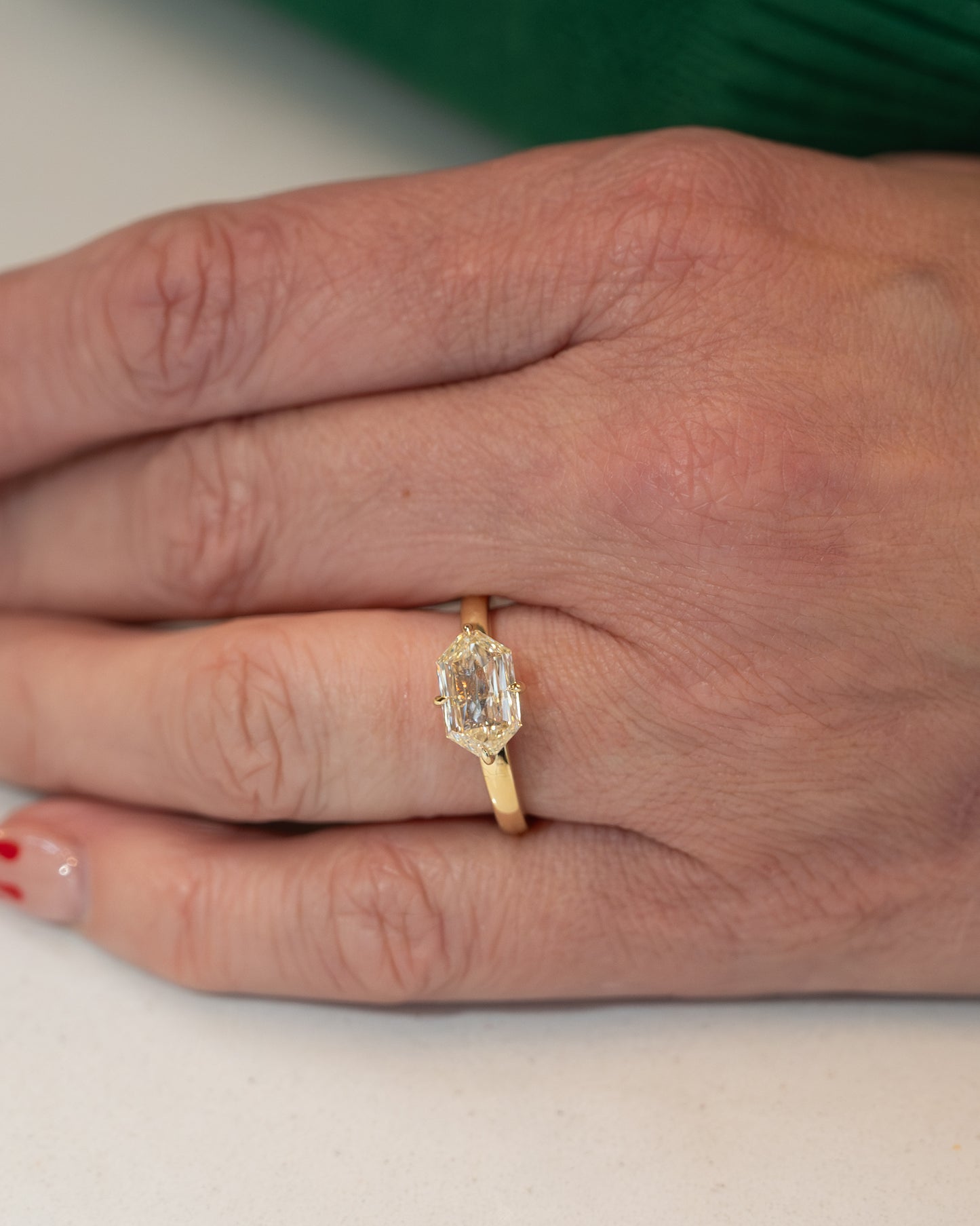 2.03 Hexagon Diamond Engagement Ring in 14k