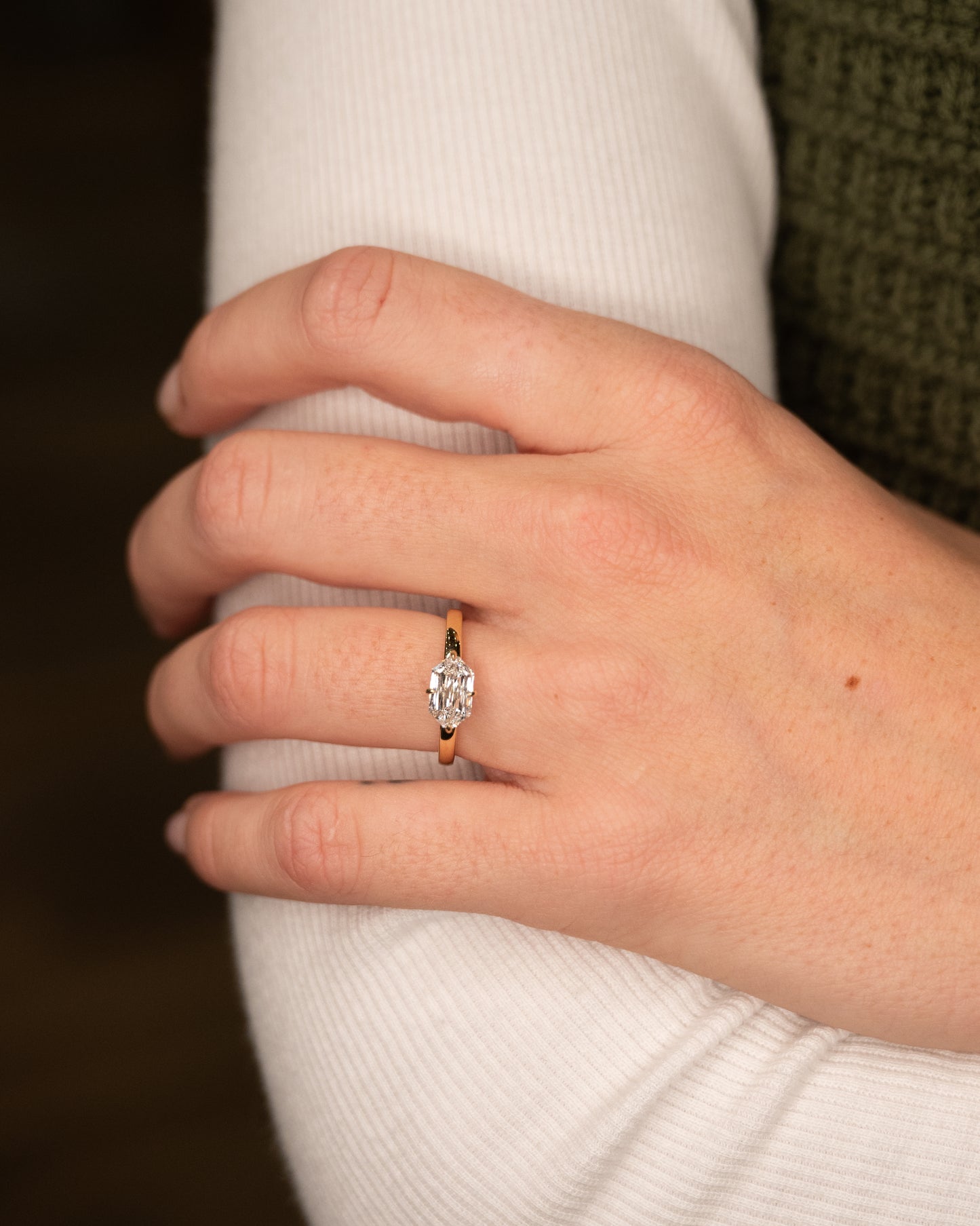 1.55 Hexagon Cut Diamond Engagement Ring 14k