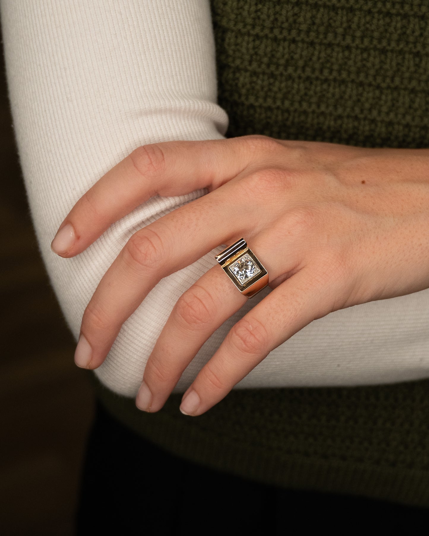 1.29 Vintage Old Euro Diamond Cocktail Ring 14k