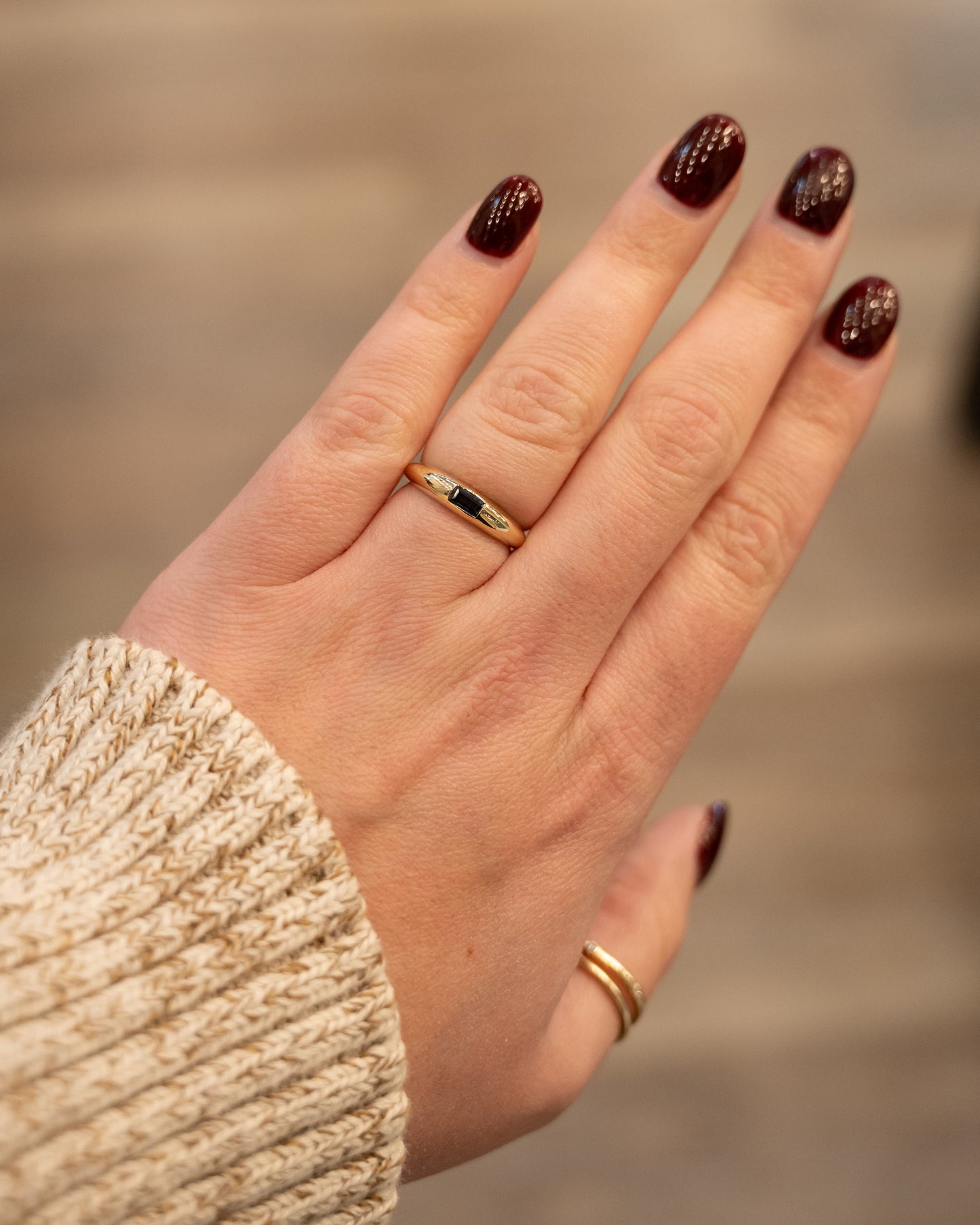 .30 Baguette Sapphire Stacking Ring in 14k Yellow Gold