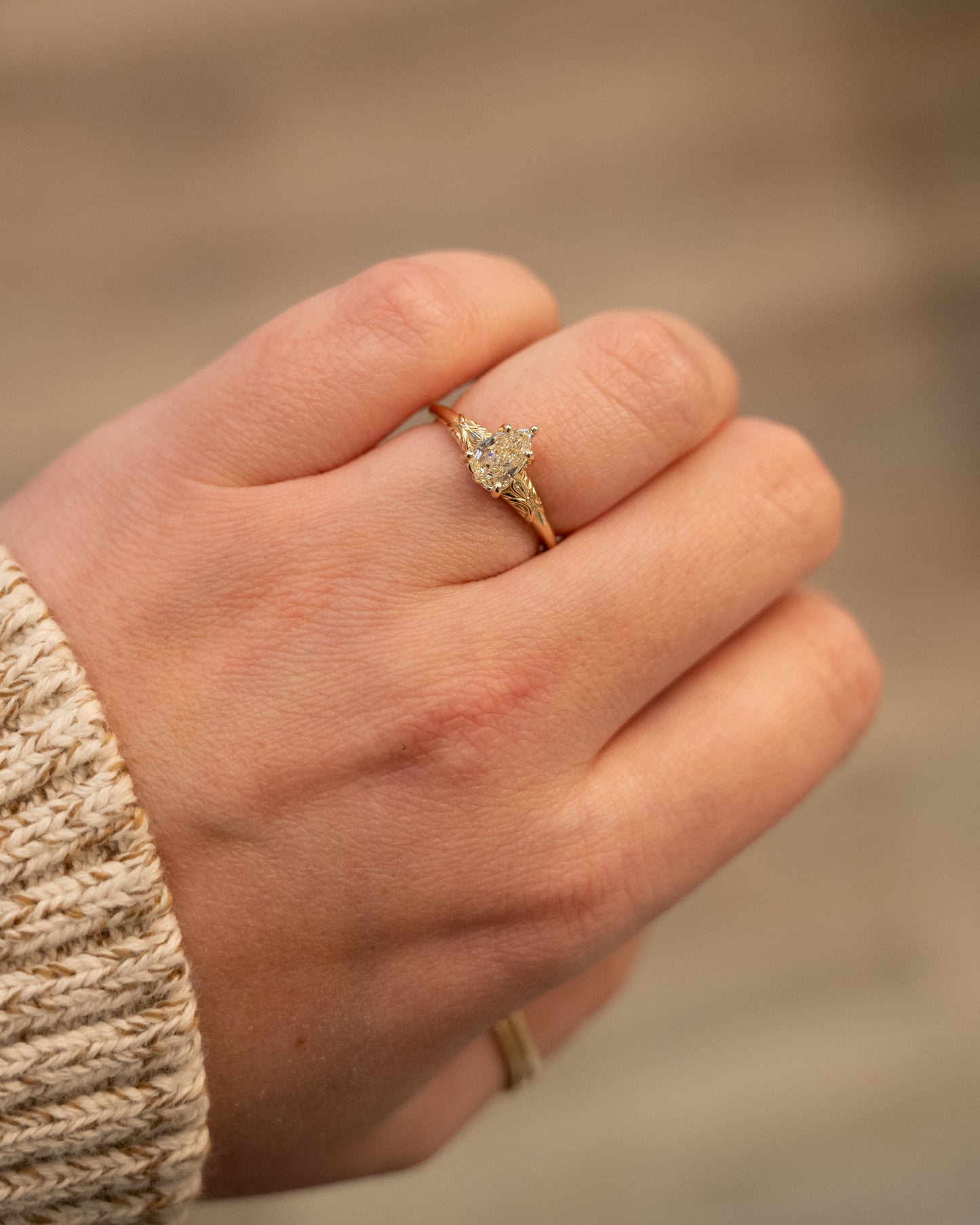 1.01 Pear Step Cut Diamond Engagement Ring 14k