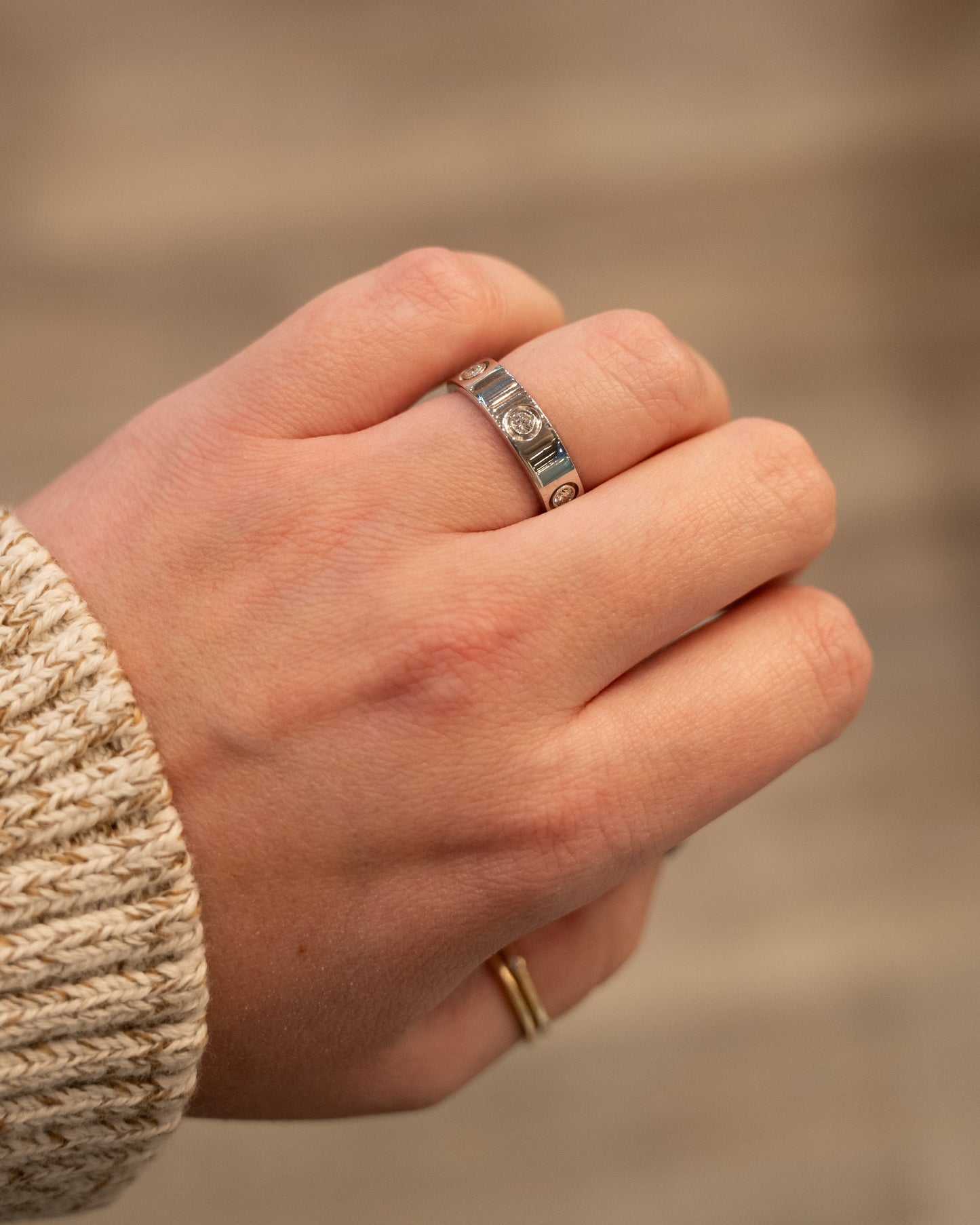 .46 Mens Diamond Cartier Love Ring 18k White Gold