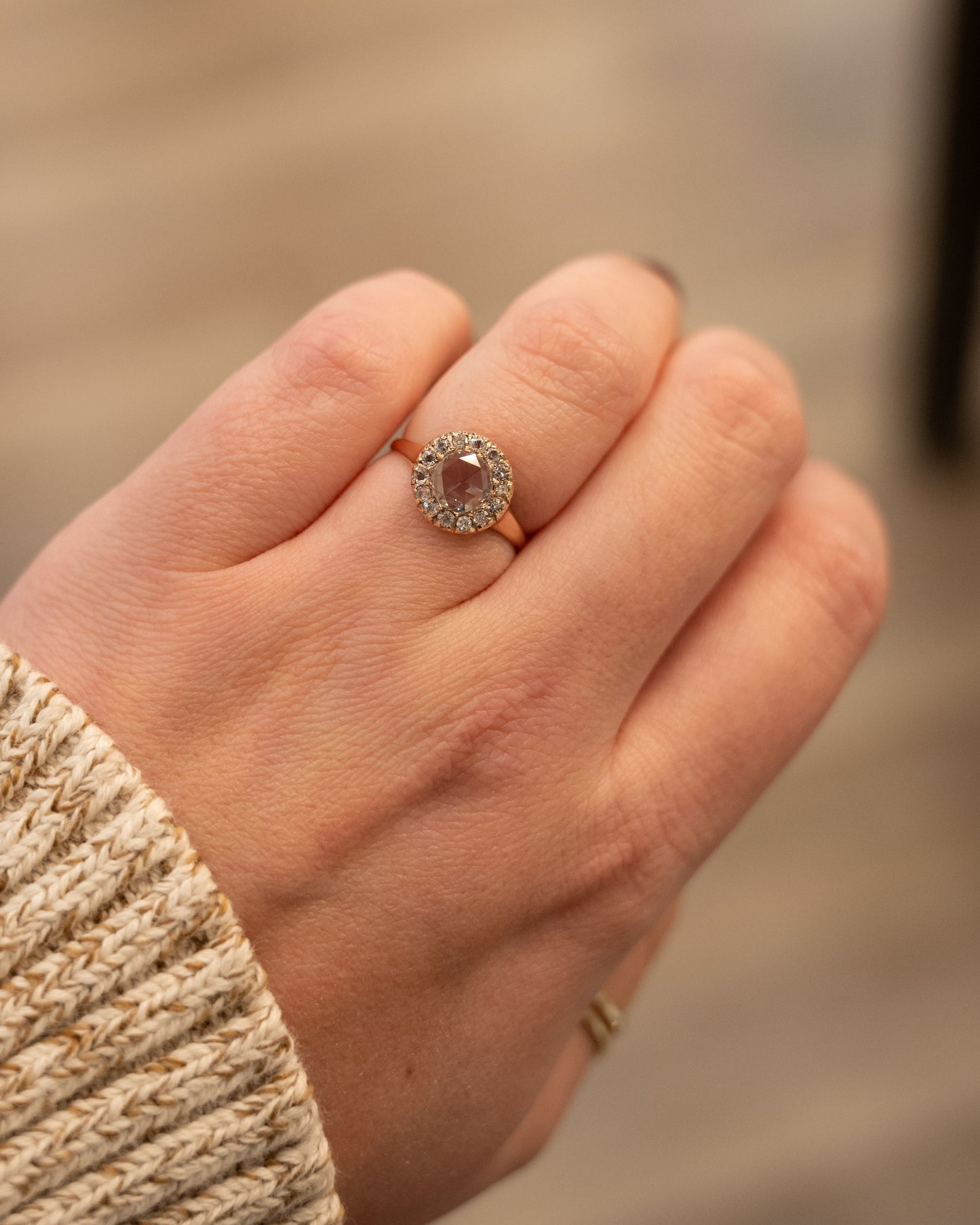 .35 Vintage Rose Cut Diamond Engagement Ring 14k