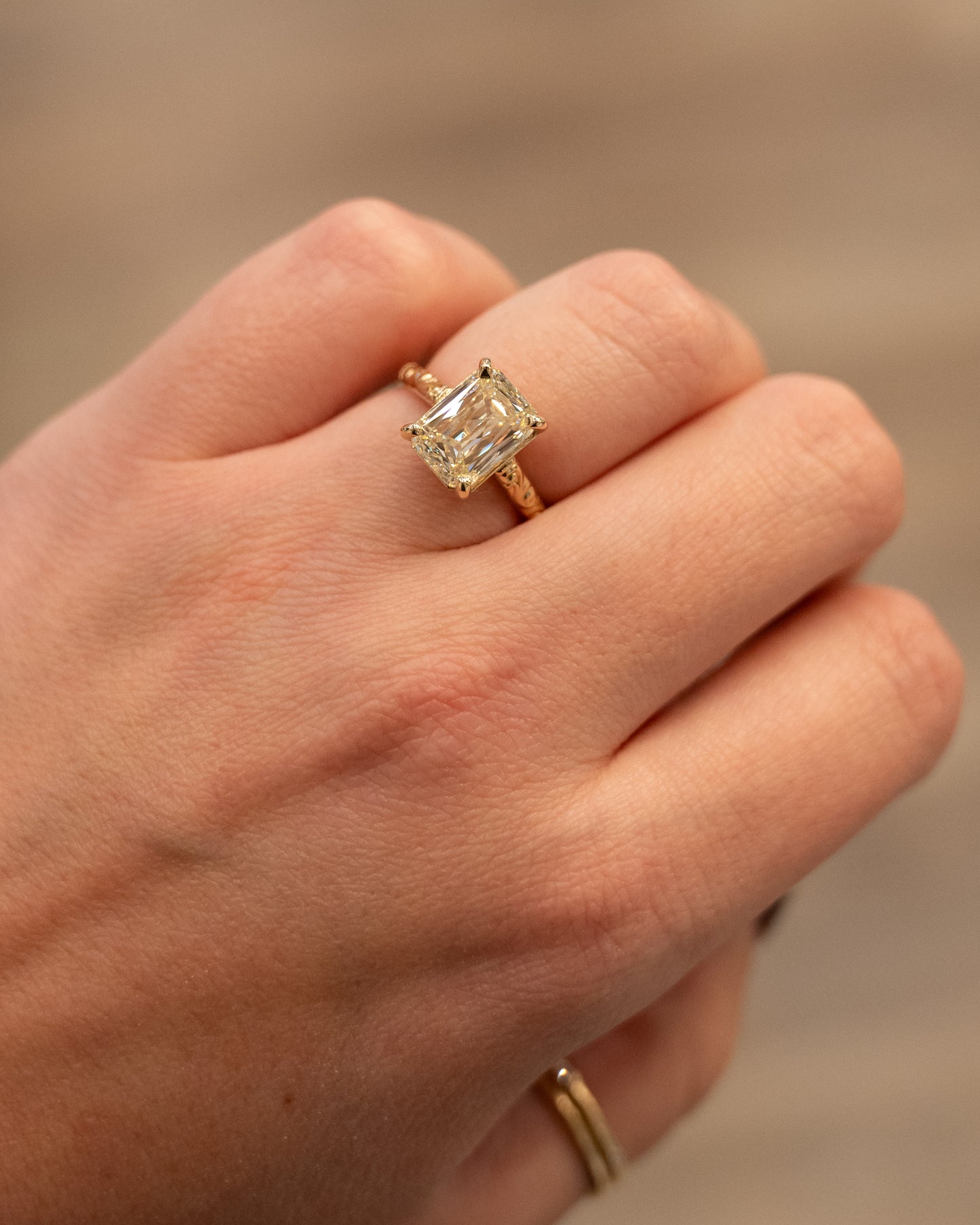 4.03 Emerald Step Cut Diamond Engagement Ring 14k