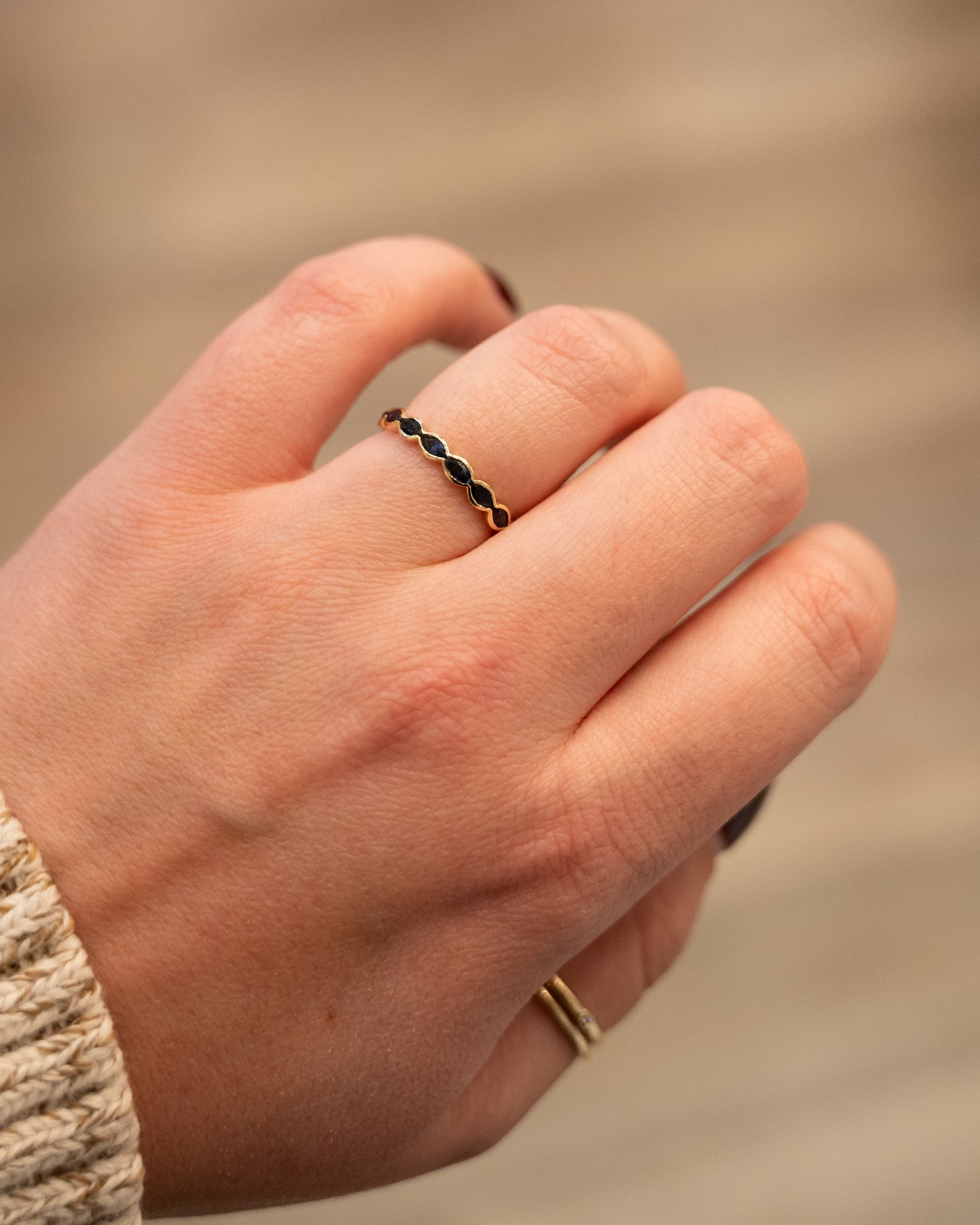 .80 Marquise Cut Sapphire Wedding Band 14k