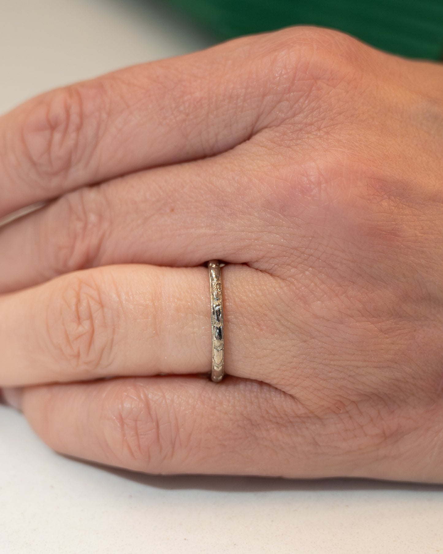 Antique 1920s Orange Blossom Wedding Band 18k