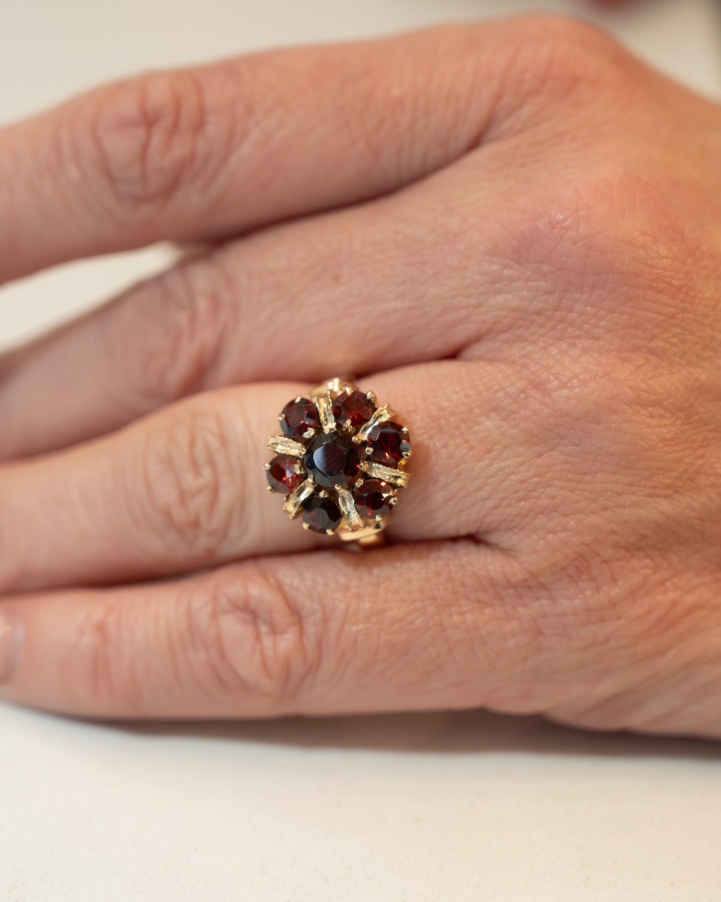 2.46 Vintage 1960s Garnet Cocktail Ring in 10k