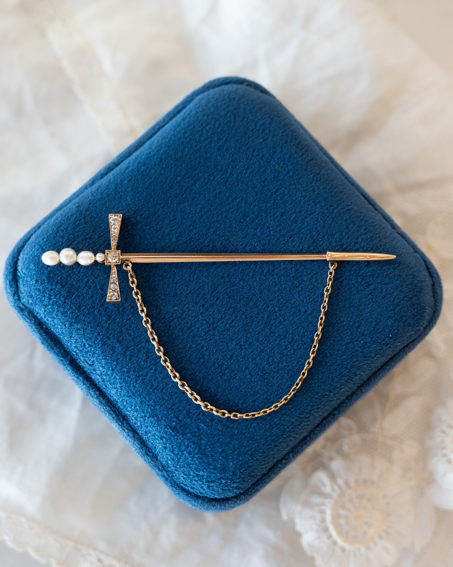 .32 Antique Victorian Diamond Sword Brooch 14k