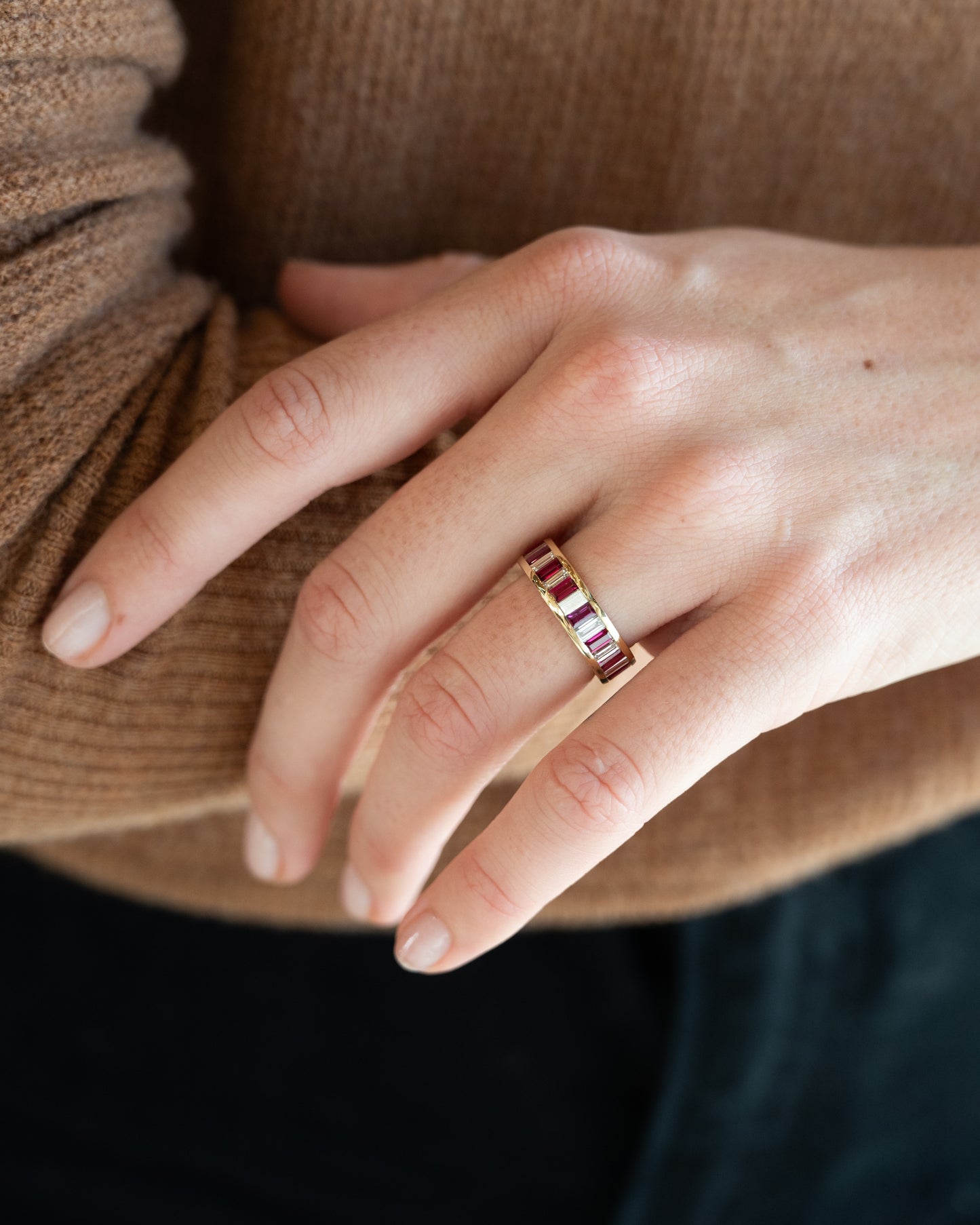 Diamond & Ruby Eternity Band in 14k Yellow Gold
