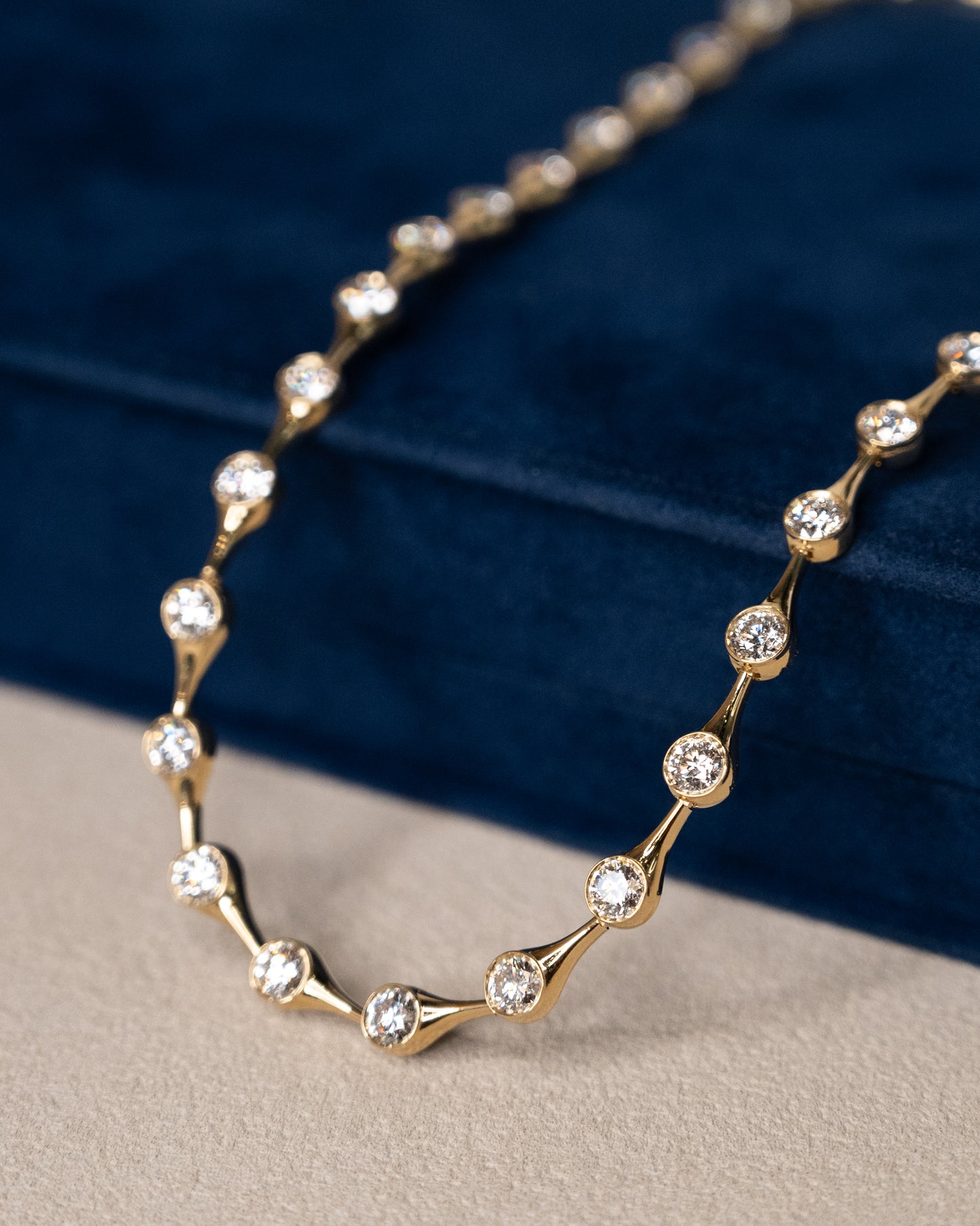 12 Carat Bezel Diamond Necklace 18k Yellow Gold