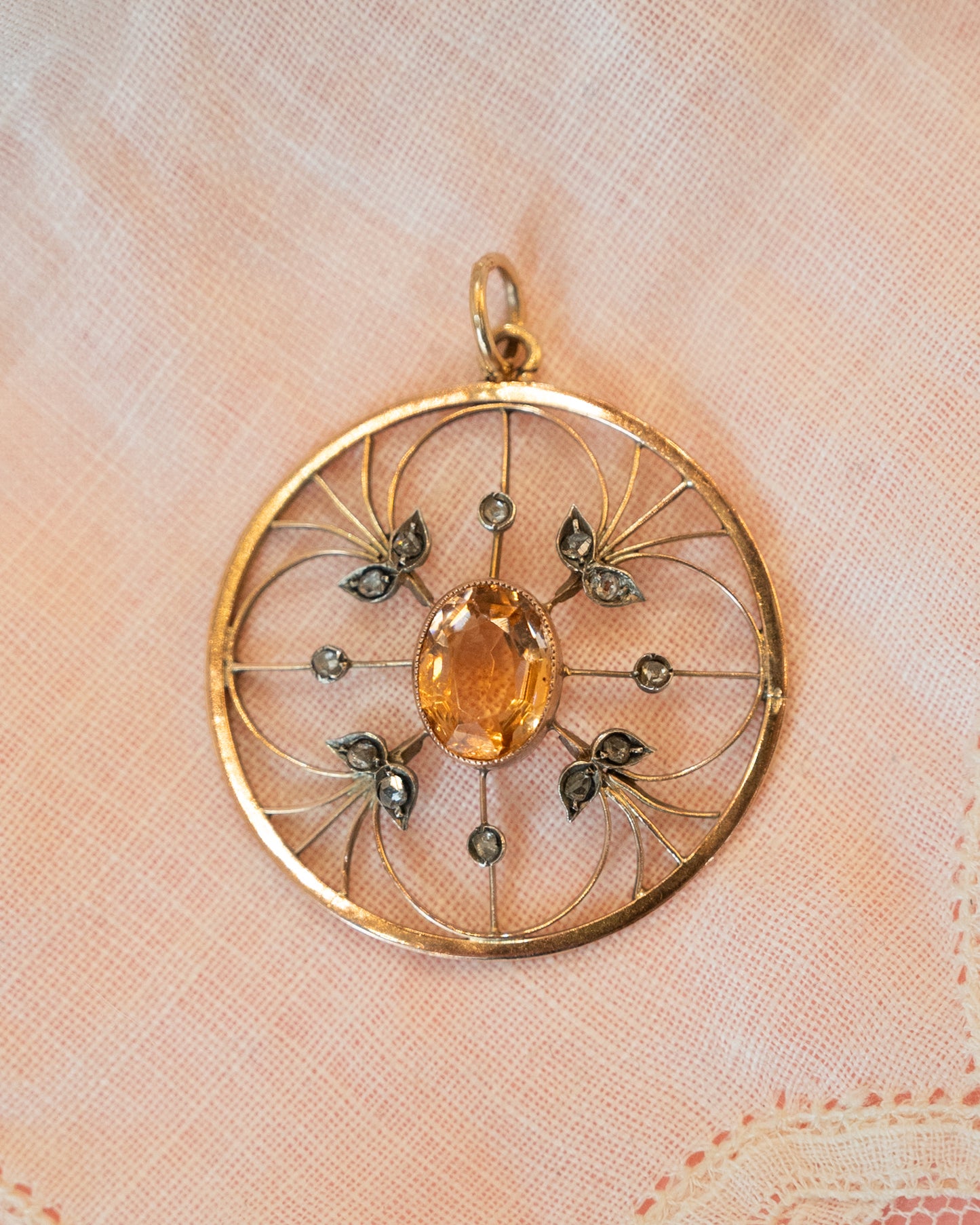 1.69 Victorian Topaz & Diamond Pendant 9k & Sterling Silver