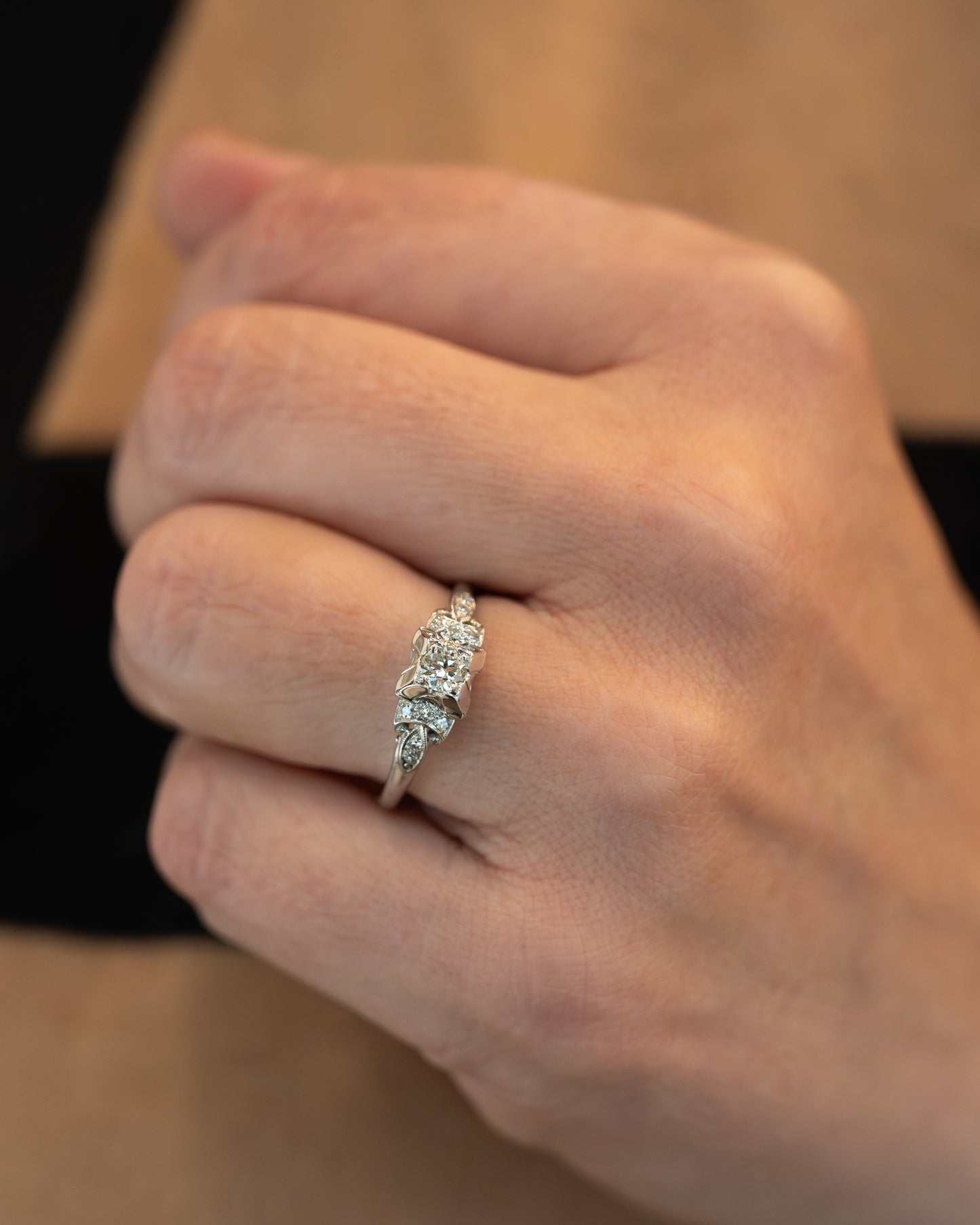 .22 Vintage Deco Diamond Engagement Ring 18k